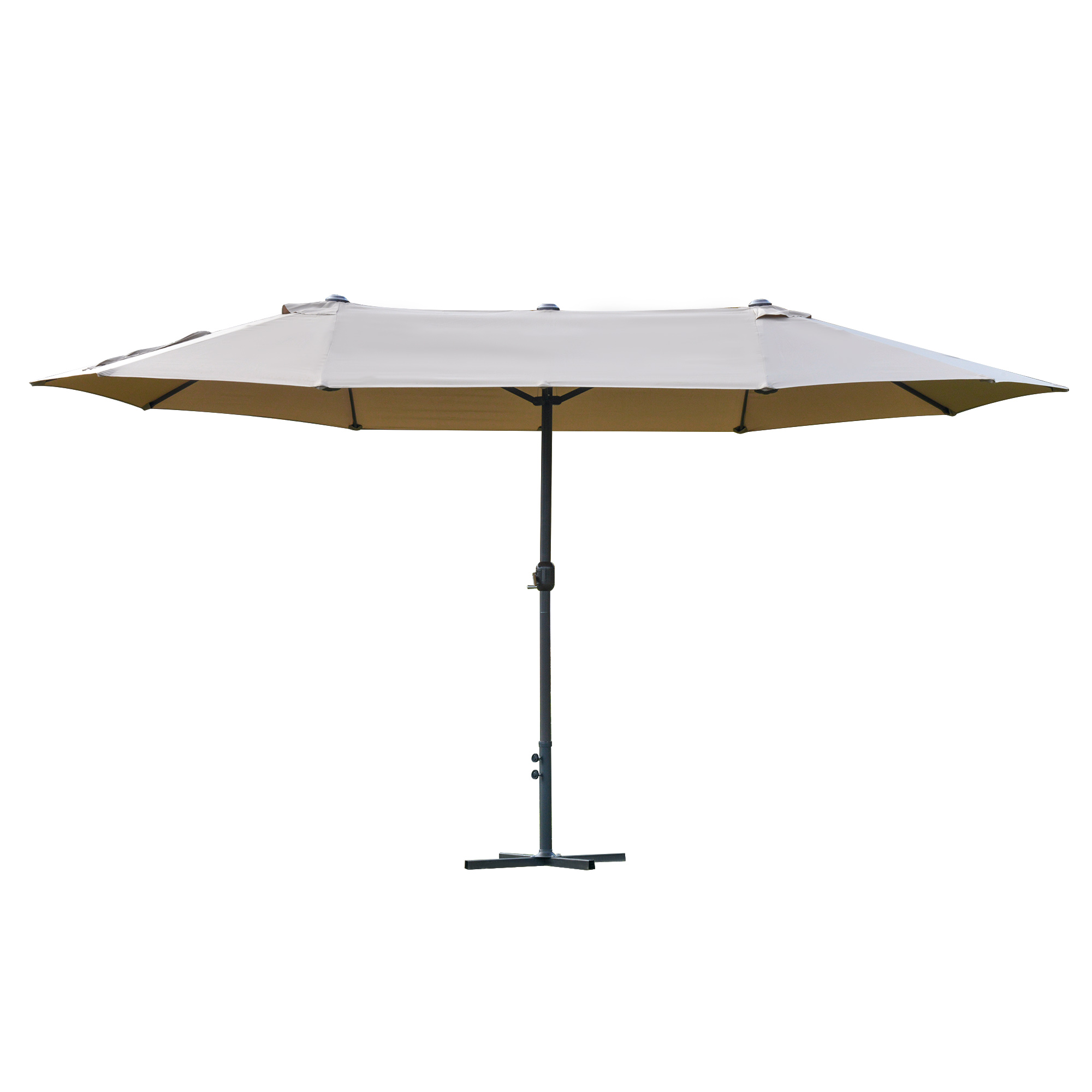 Outsunny Parasol de jardin XXL parasol grande taille 4,6L x 2,7l x 2,4H cm ouverture fermeture manivelle acier polyester haute densité café