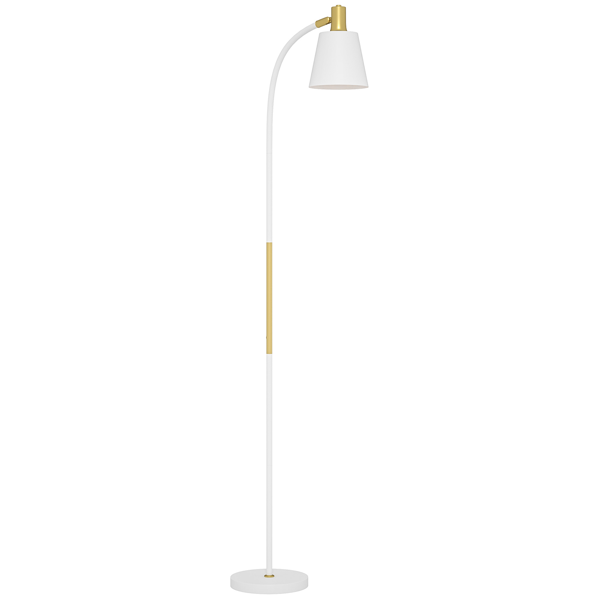 HOMCOM Rattan Floor Lamp for Living Room, Farmhouse Arc Standing Lamp with Dual-Layer Shade & Foot Switch, Height Adjustable Minimalist Tall Pole Lampshade for Bedroom, Office, Black