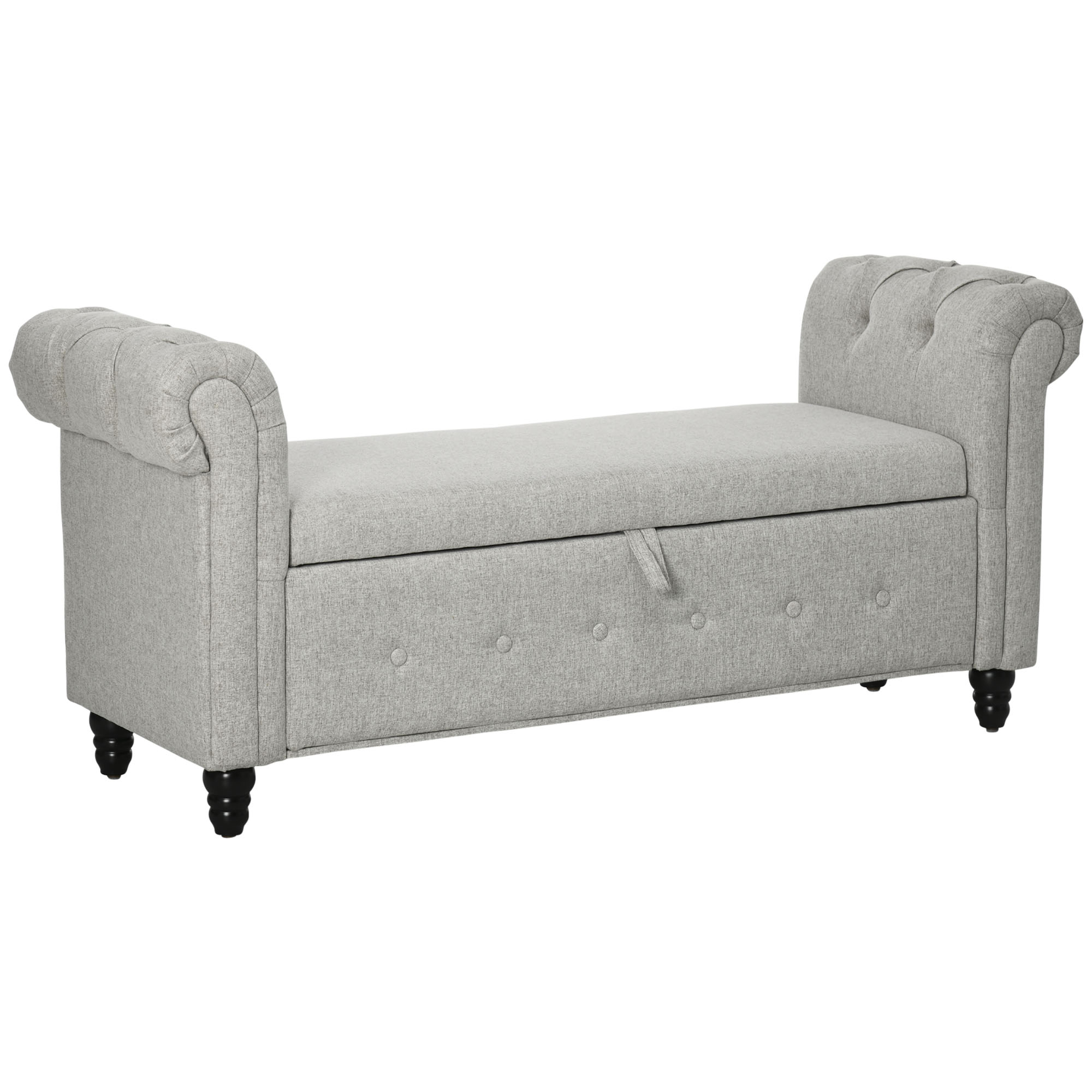 HOMCOM Banc Entrée Bout de Lit Rembourré pour Chambre à Coucher, Tissu à Voile, 102 x 36 x 51 cm, Noir