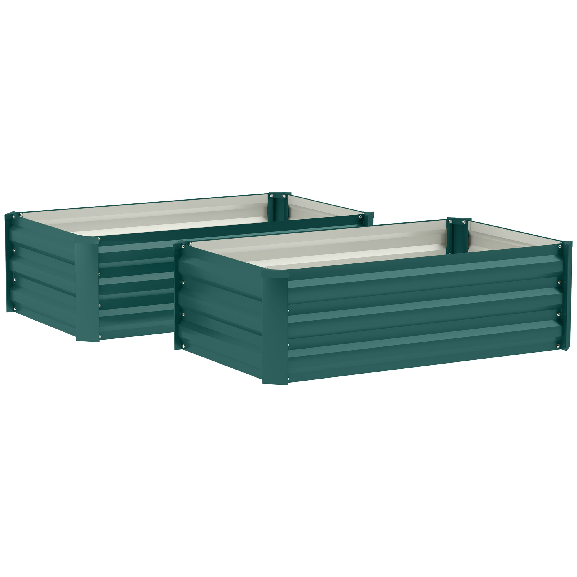 Product photograph of Outsunny Set Of Two 60 X 100cm Galvanised Steel Planters Green from Aosom UK