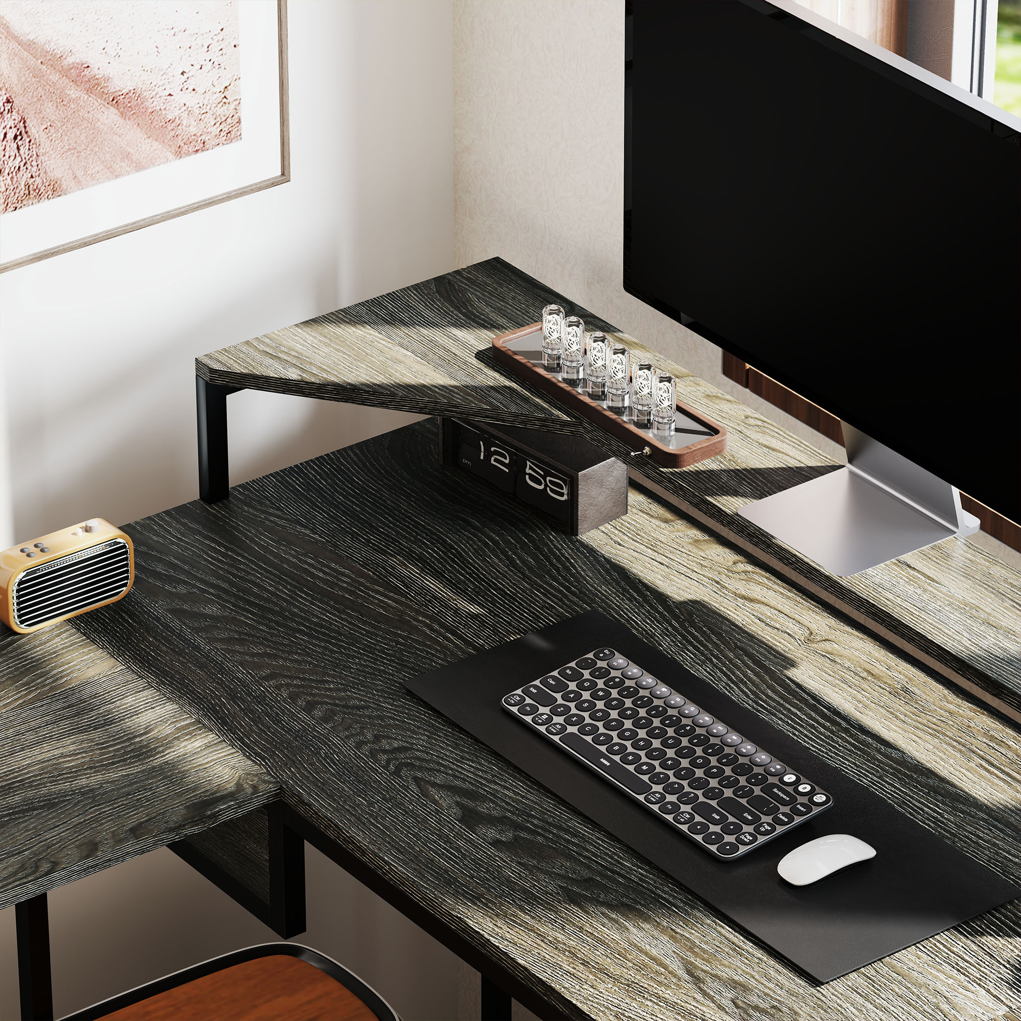 HOMCOM Industrial 'L' Shaped Multi-Work Desk Charcoal Grey 9