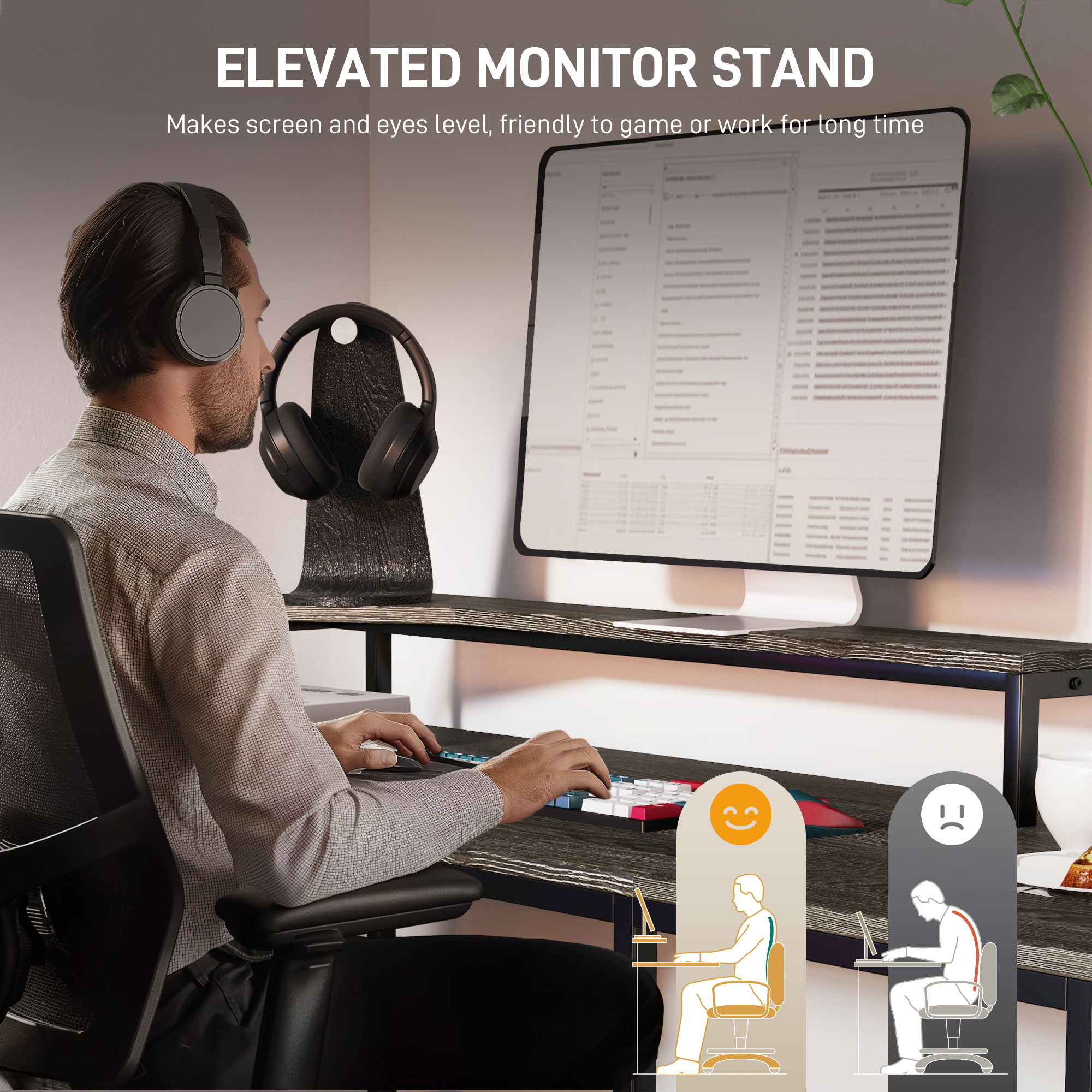 HOMCOM Industrial 'L' Shaped Multi-Work Desk Charcoal Grey 5