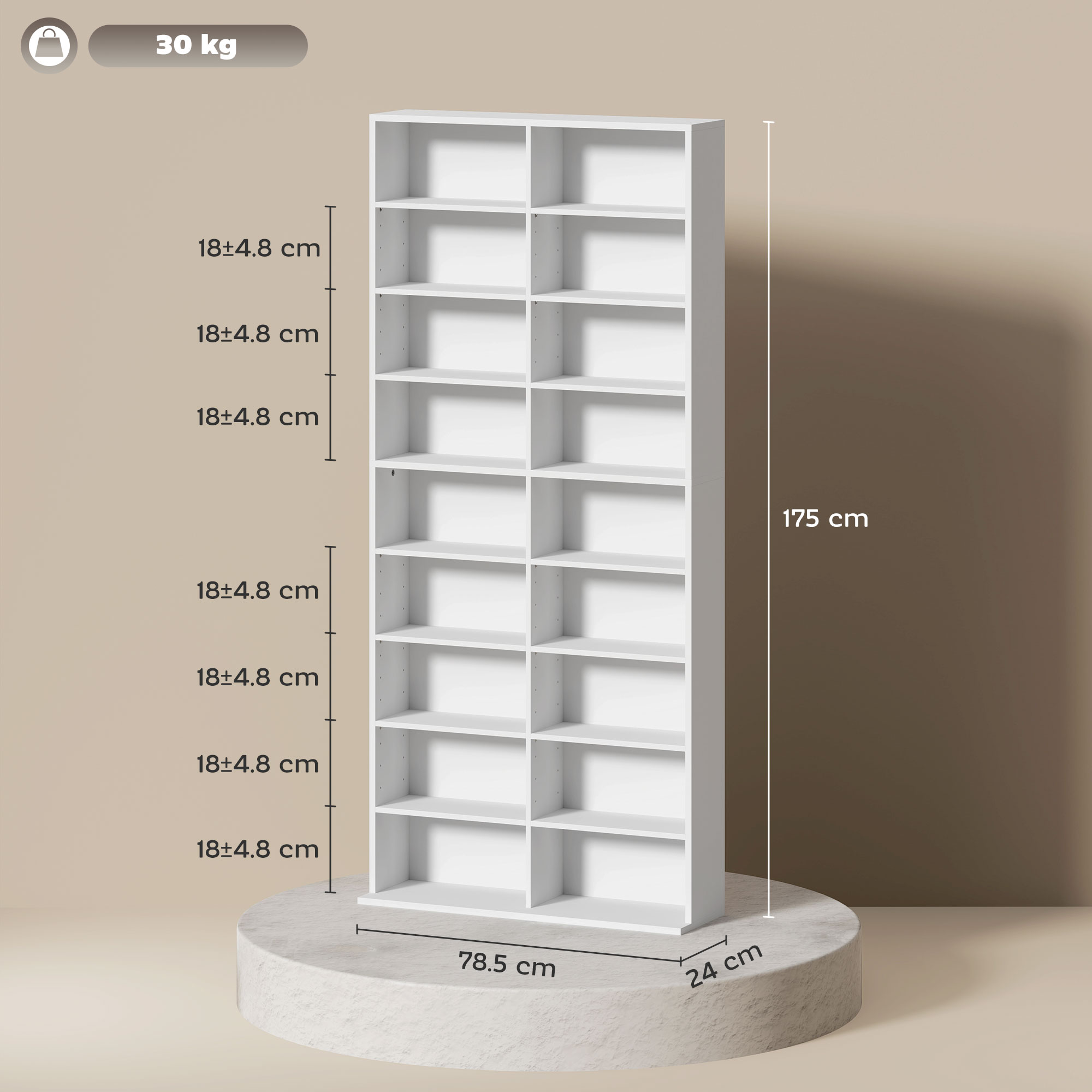 HOMCOM 640 CD Storage Tower White 3
