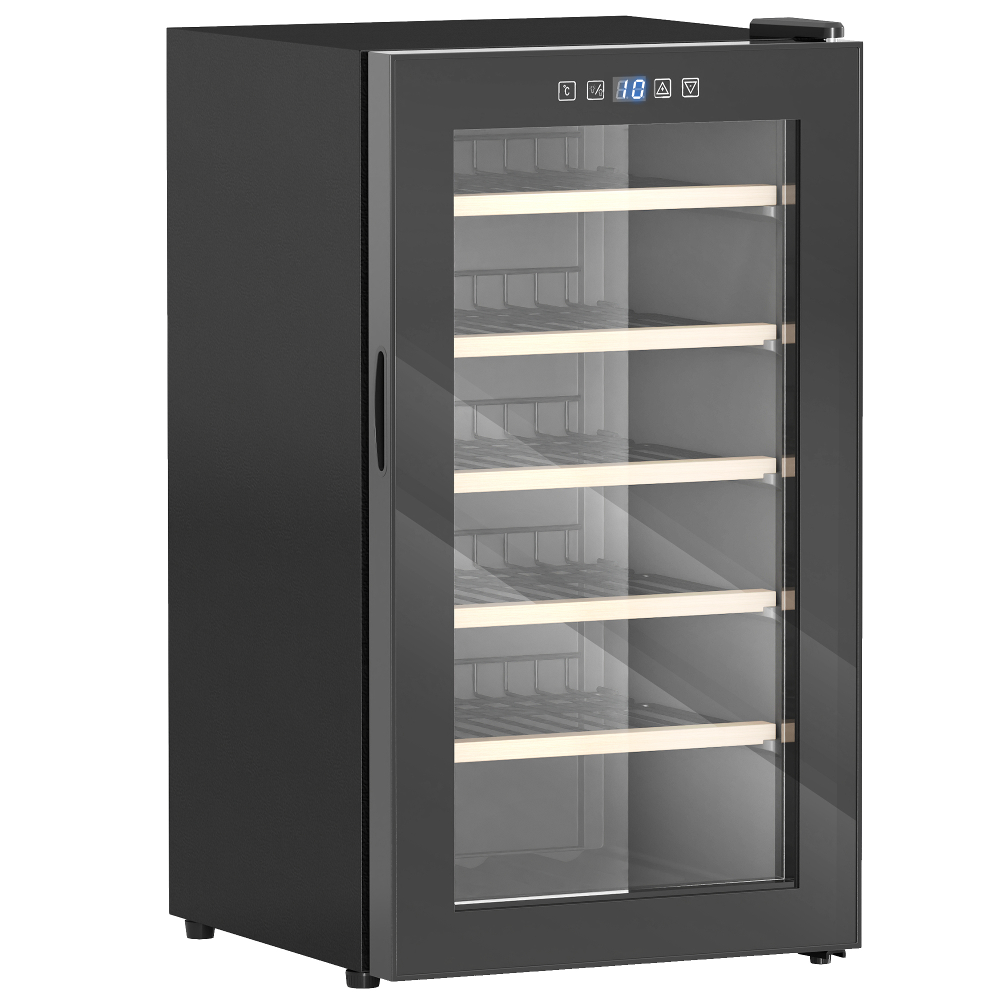 Product photograph of Homcom 41 Bottle Wine Fridge 91 Litre Capacity 45cm Wine Cooler Fridge With Glass Door Led Light Digital Touch Screen Temperature Control Freestanding Wine Refrigerator Black from Aosom UK