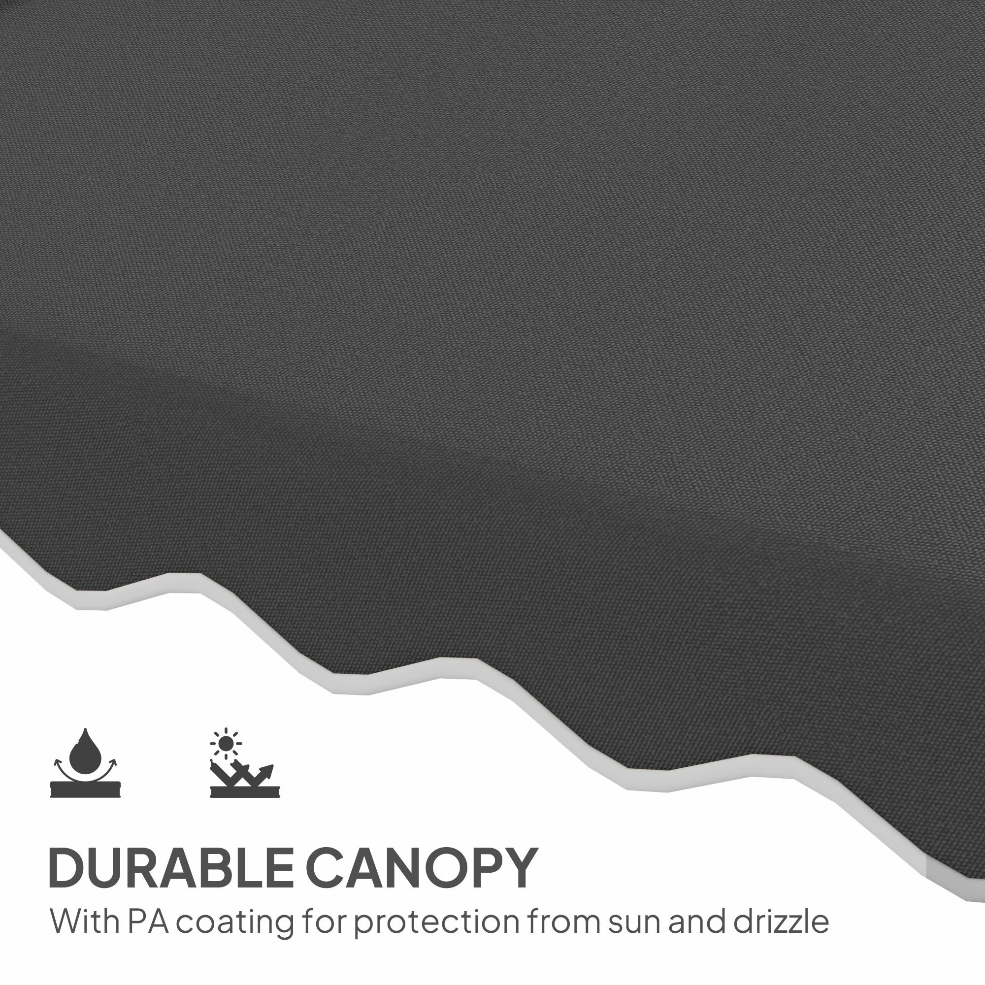 Outsunny 2.5m Cantilever Parasol with Easy Lever, Square Double Top Garden Parasol Umbrella with Ruffles and Cross Base, Overhanging Outdoor Sun Shades, Black 5