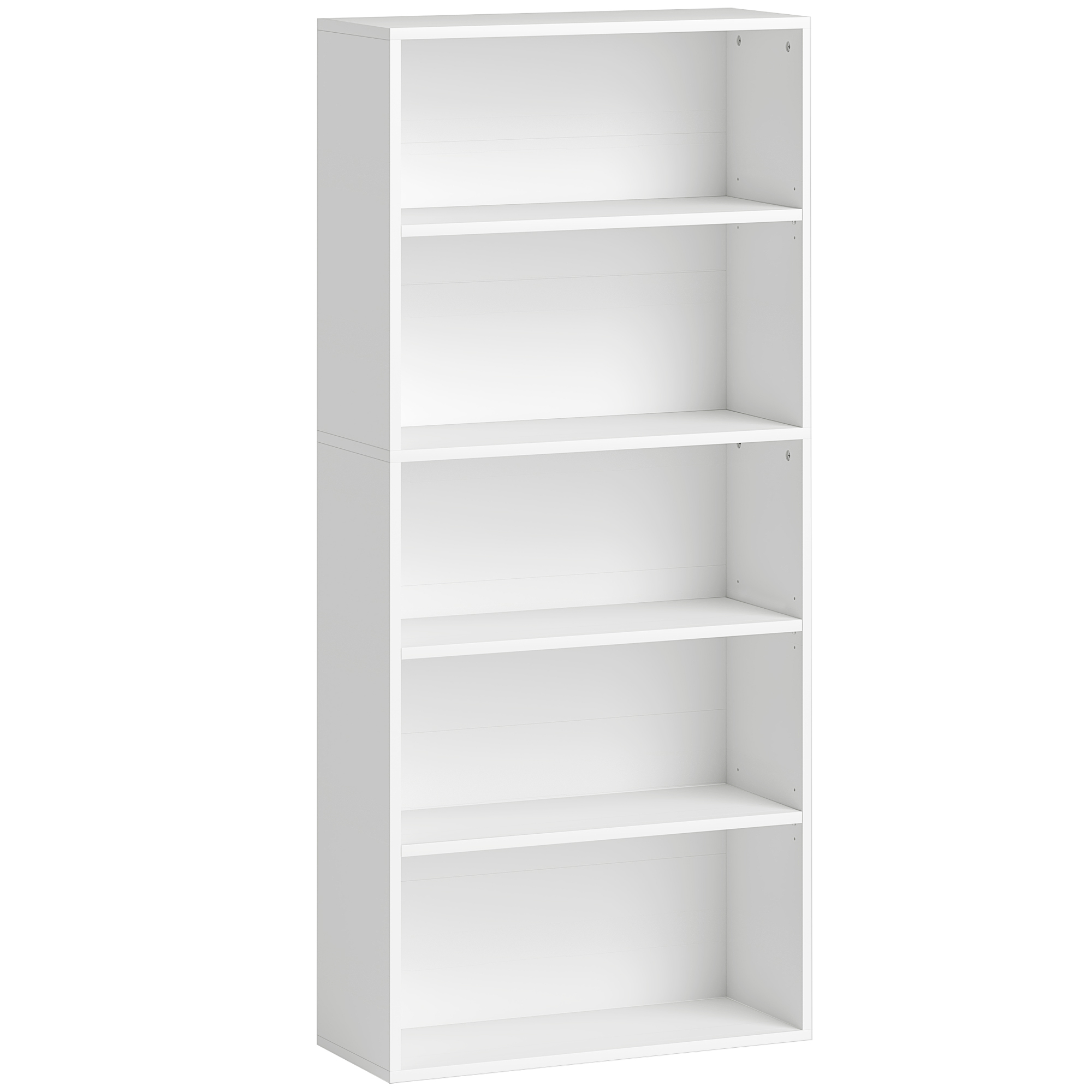 HOMCOM Biblioteca cu 5 Niveluri si Rafturi Ajustabile, 60x24x133,5 cm, Alb | Aosom Romania
