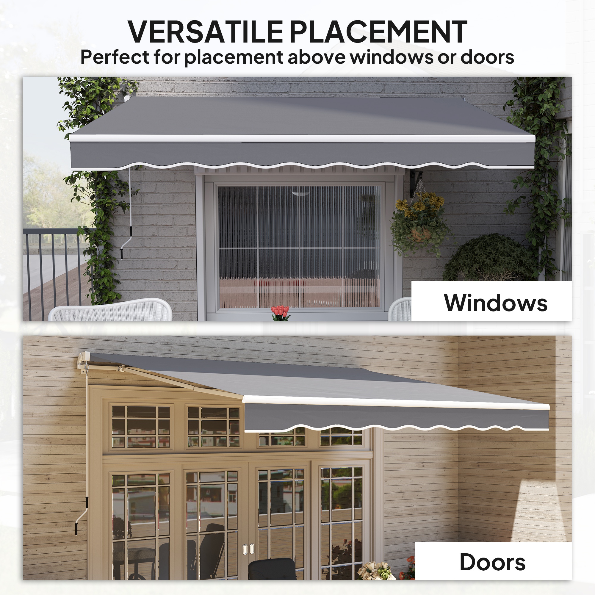 Outsunny 2 x 2.5m Manual Retractable Awning Dark Grey 6