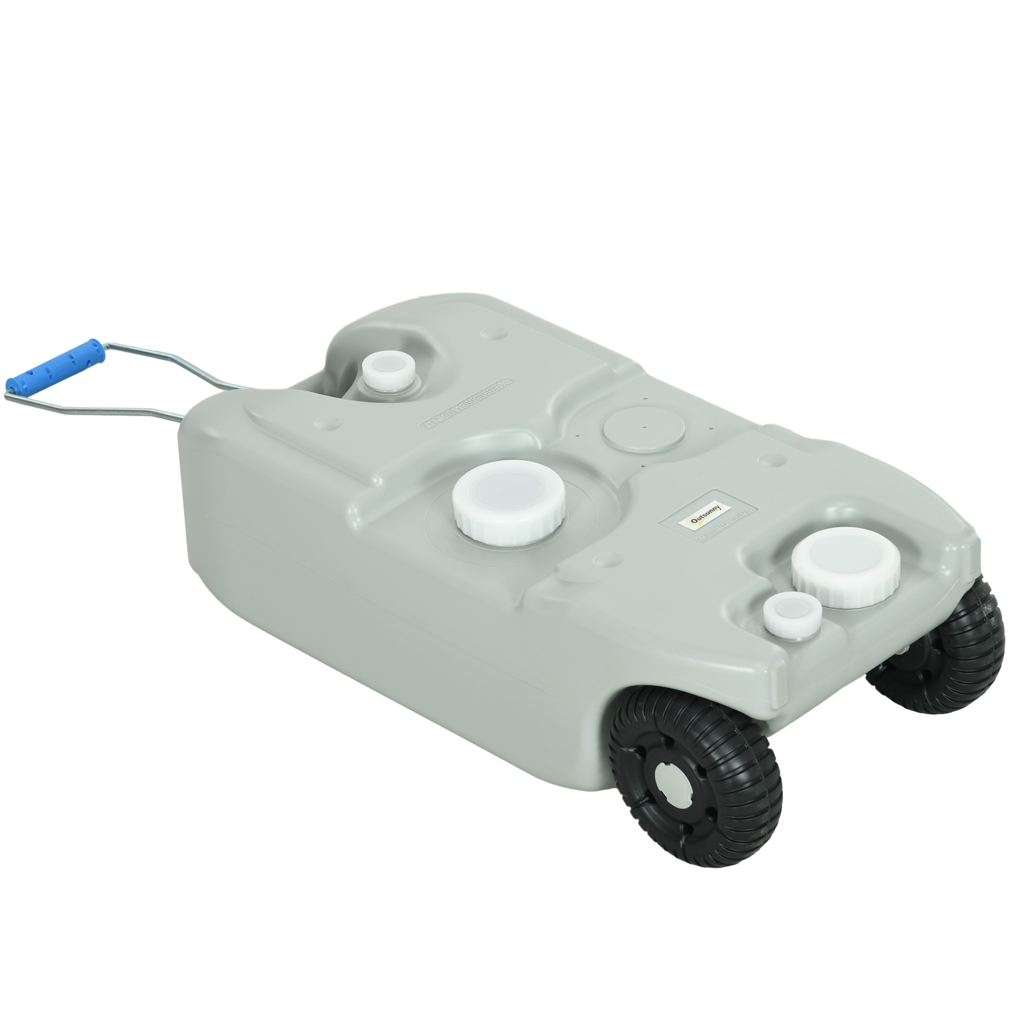 Outsunny Tanque de Agua Portátil 40 L con Ruedas Manija Metálica y Grifo para Caravanas Autocaravanas y Camping 37x23x80 cm Gris