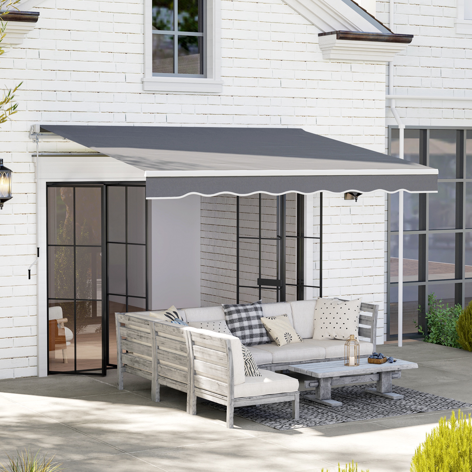 Outsunny 2 x 2.5m Manual Retractable Awning Dark Grey 2