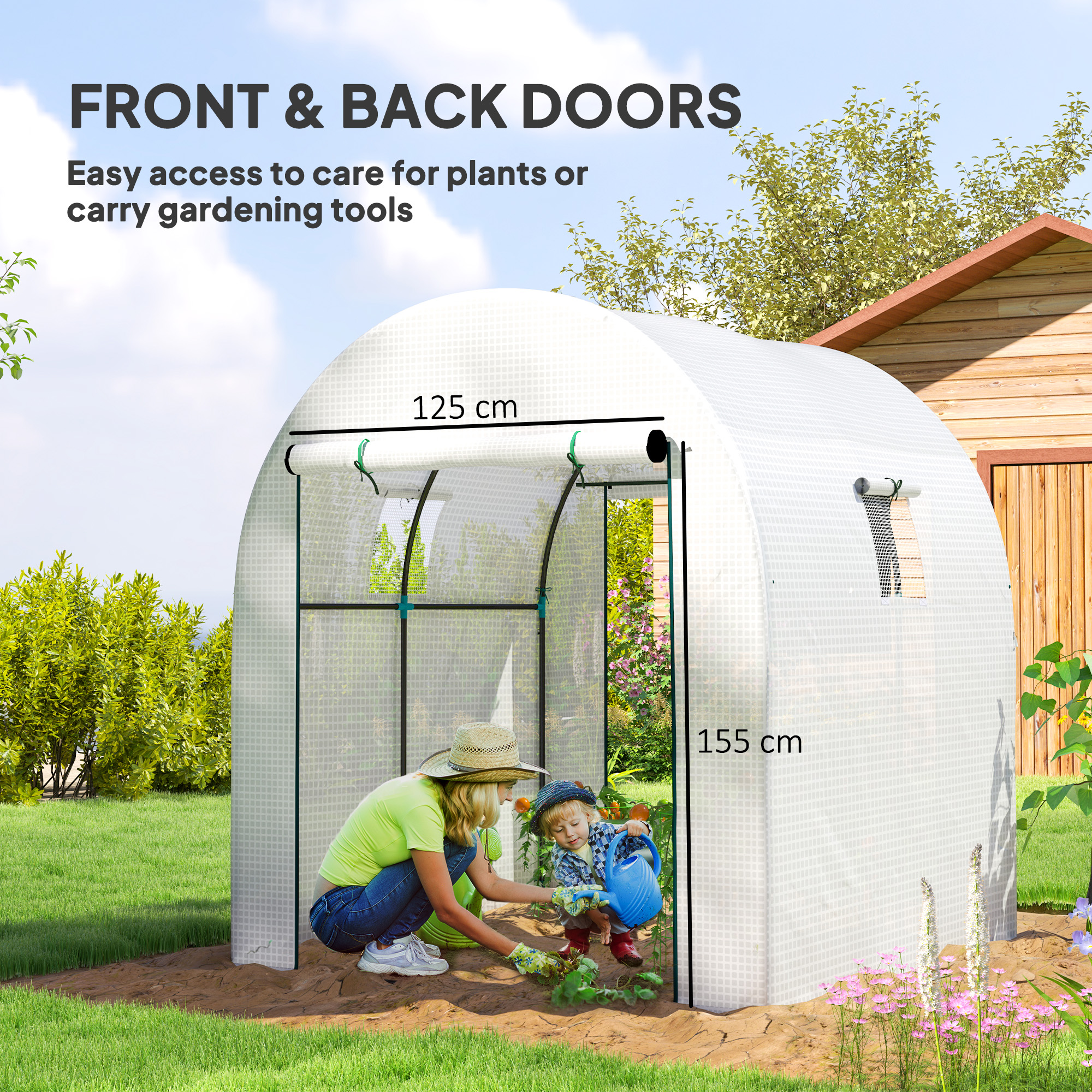 Outsunny 180 x 180cm Walk-In Polytunnel Greenhouse White 5