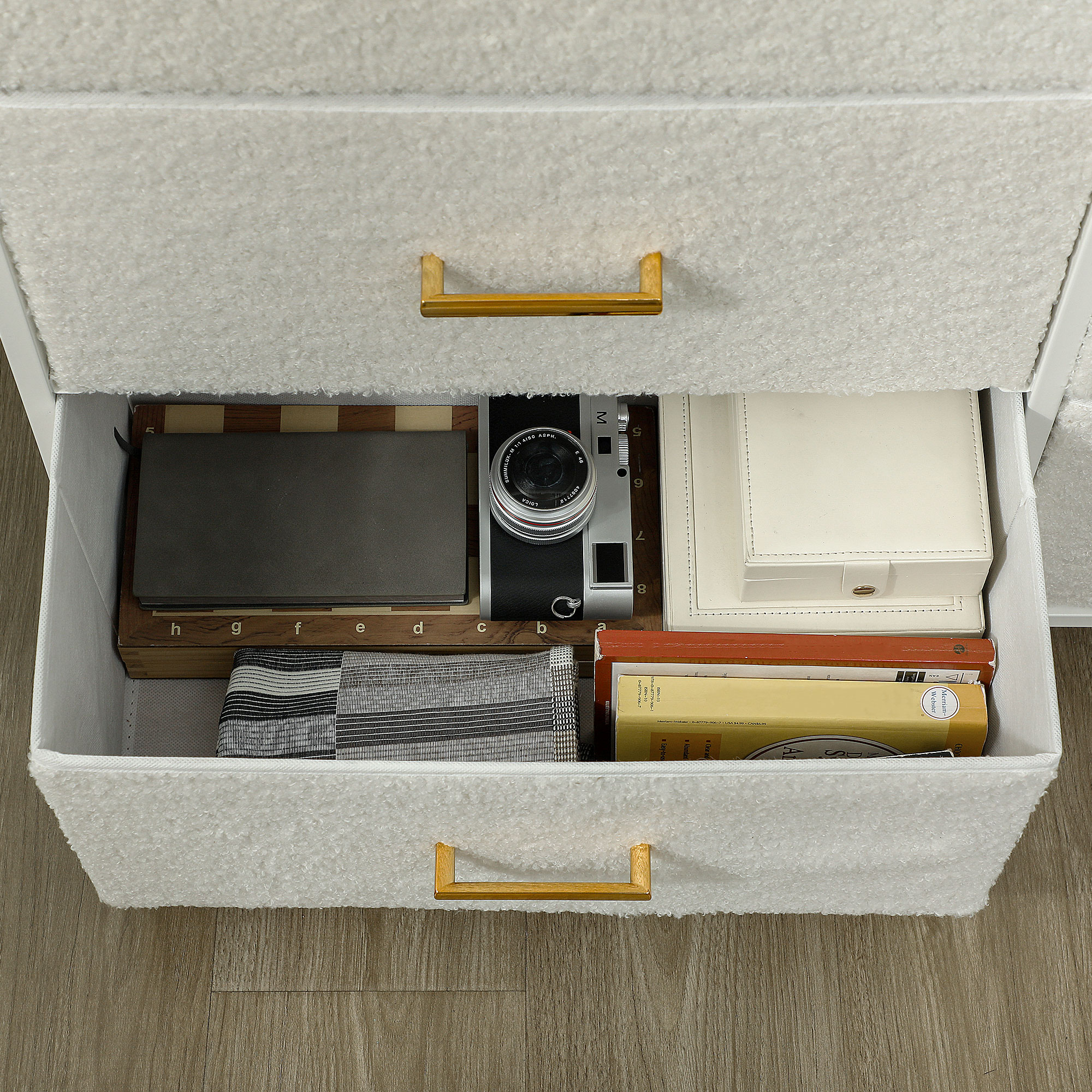 HOMCOM Chest of Drawers with 9 Fabric Drawers, Boucle Storage Organiser with Steel Frame, Fabric Dresser for Bedroom, Living Room, Hallway, Cream White 9
