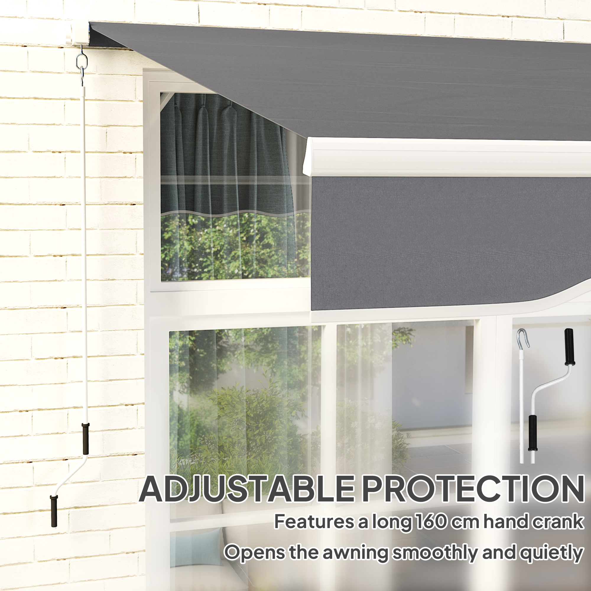 Outsunny 2 x 2.5m Manual Retractable Awning Dark Grey 5