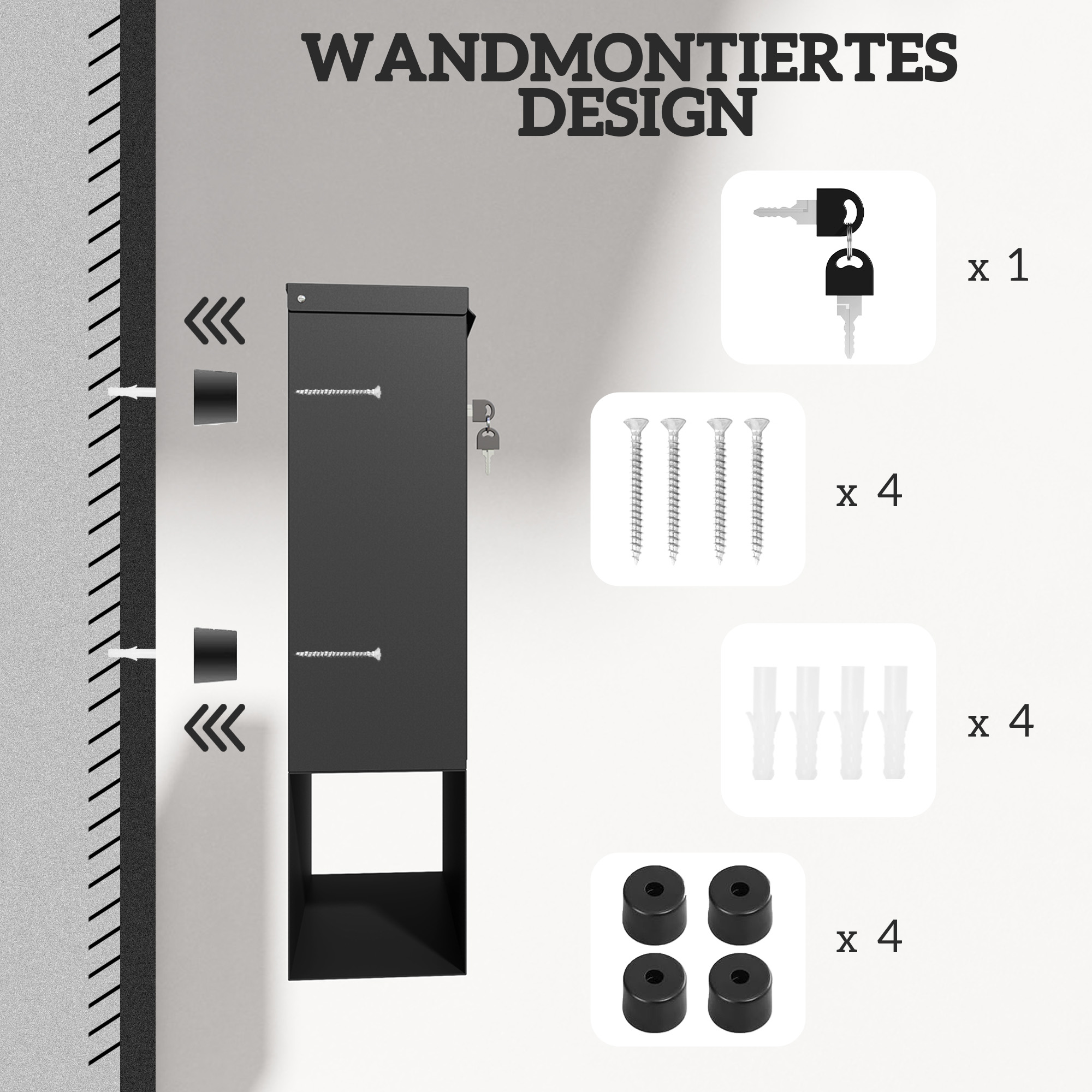 Relaxdays Briefkasten Anthrazit - Moderner Postkasten Mit Sichtfenster