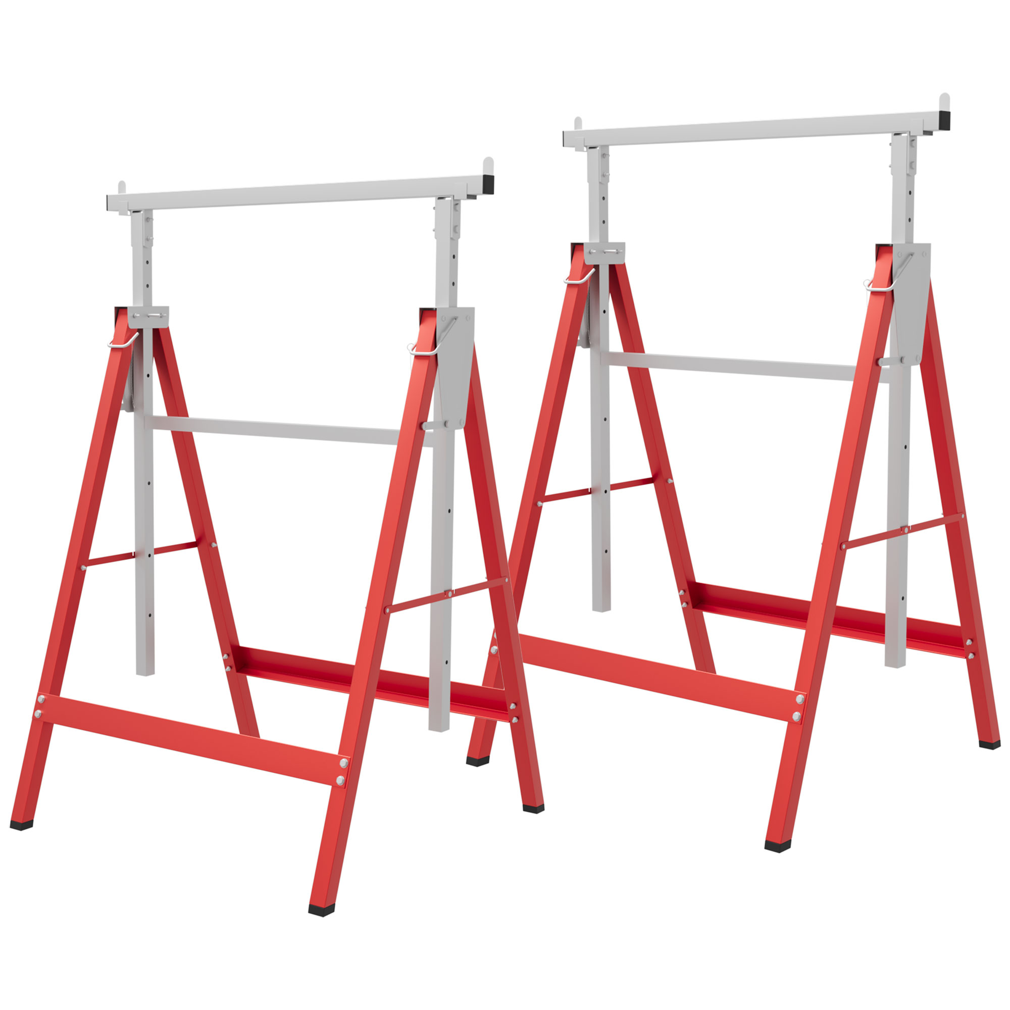 HOMCOM 2 x Gerüstbock Unterstellbock Klappbock höhenverstellbar bis 200kg Stahl Rot 68 x 58 x 80-130 cm Aosom