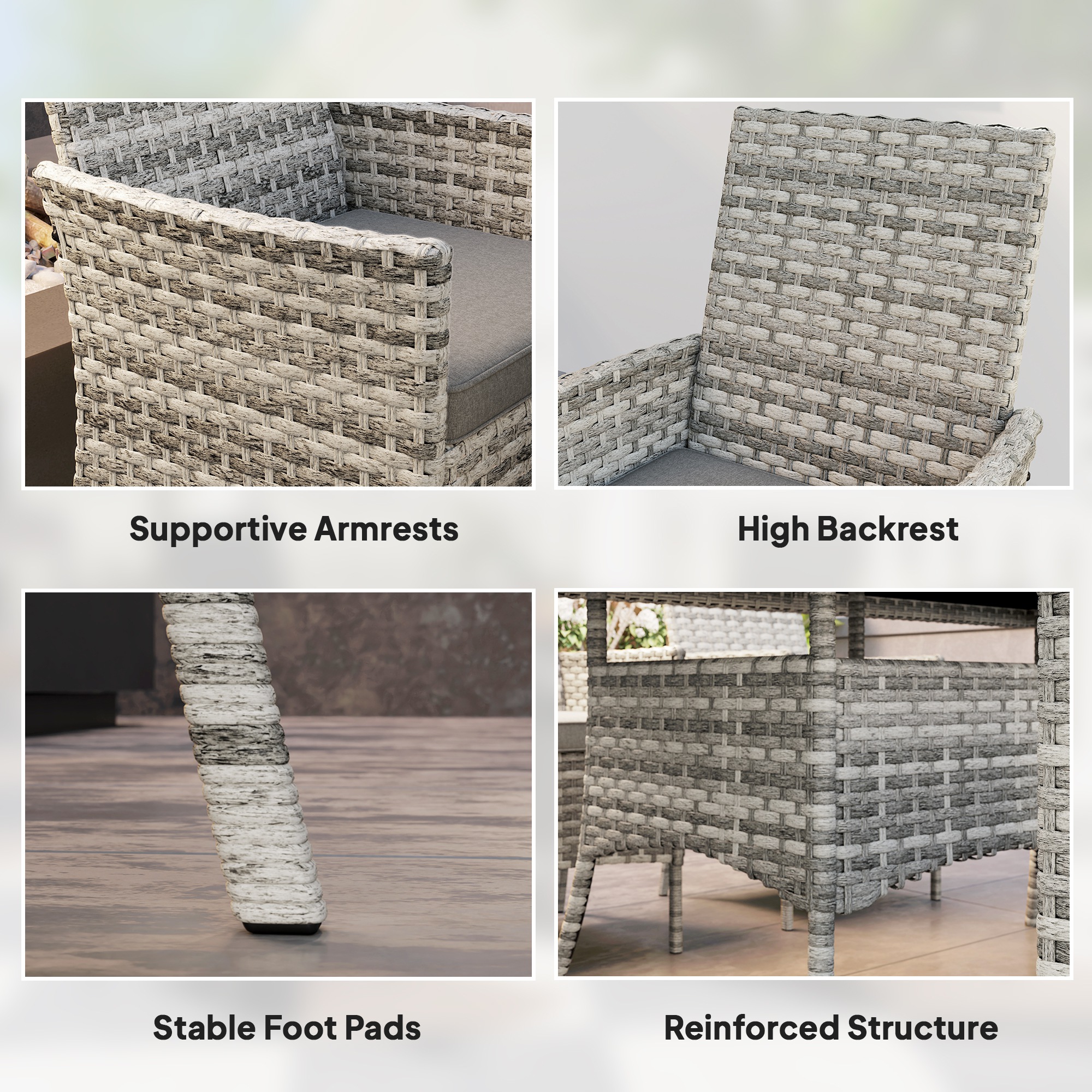Outsunny Seven-Piece Rattan Dining Set Mixed-Grey 7