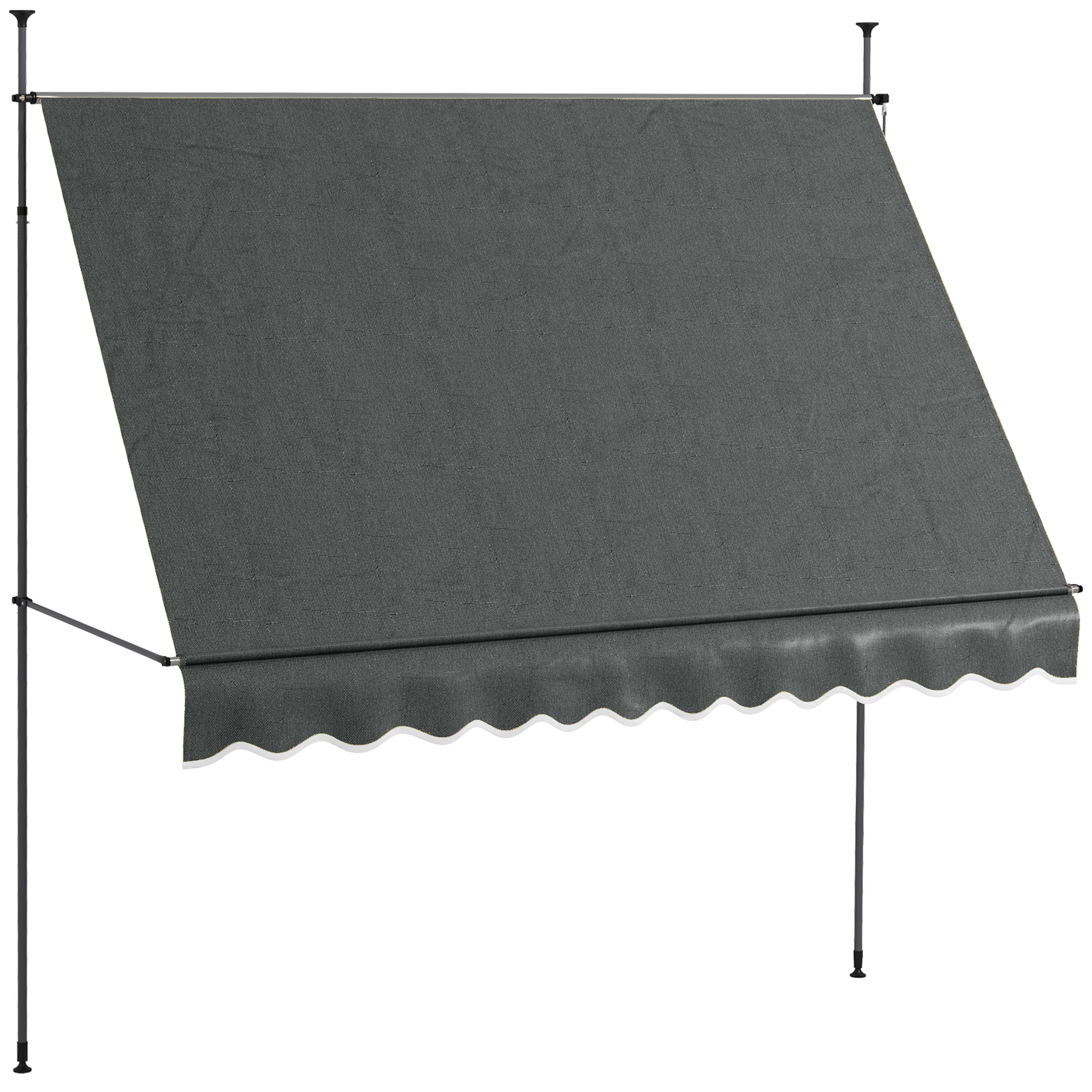 Outsunny Toldo Manual Retráctil para Balcón 300x120x210-300 cm con Manivela Altura Ajustable Impermeable y Anti-UV Gris Oscuro   Aosom España