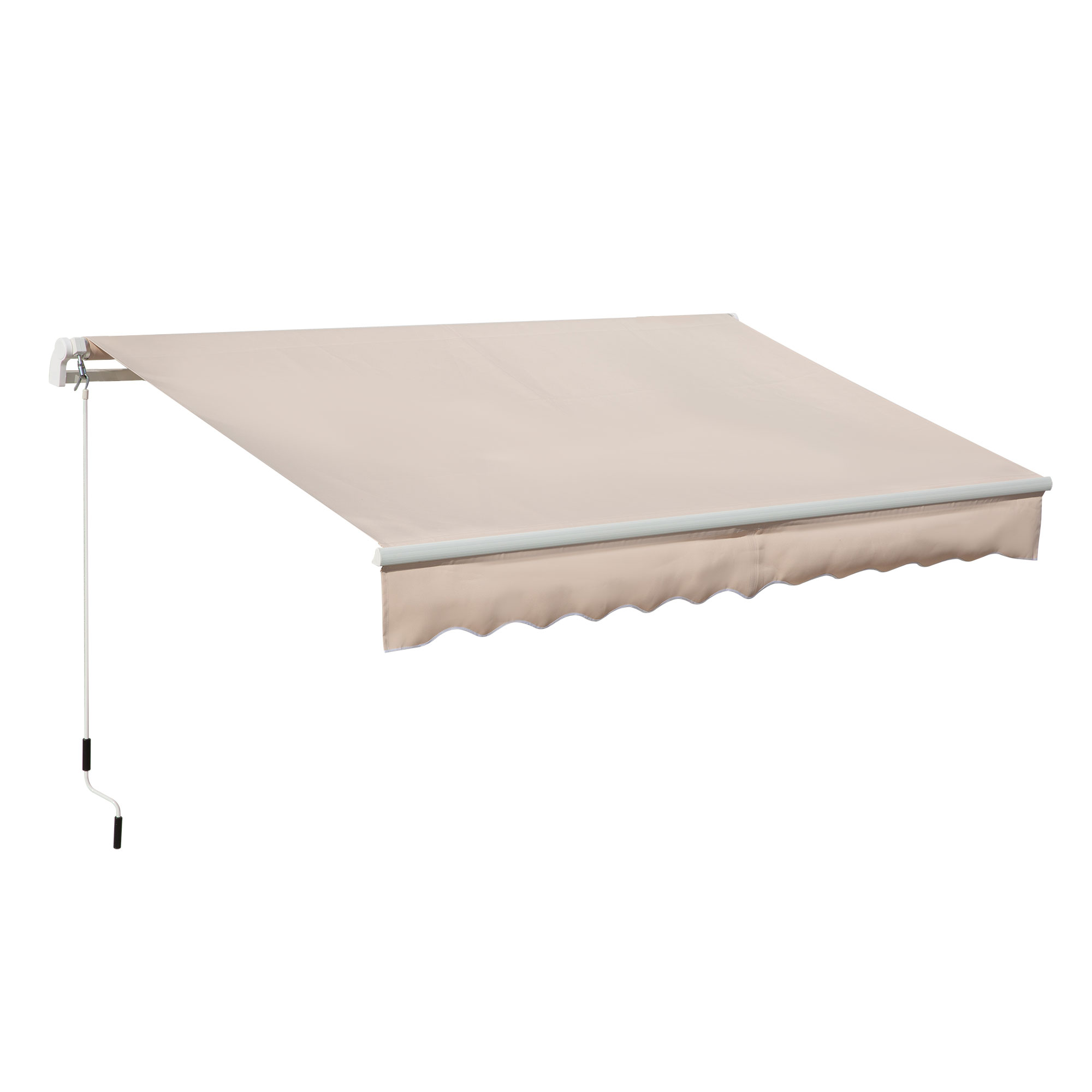 Outsunny Toldo Manual Retráctil 295x200 cm con Manivela de Metal Impermeable y Anti-UV para Jardín Terraza Beige | Aosom España