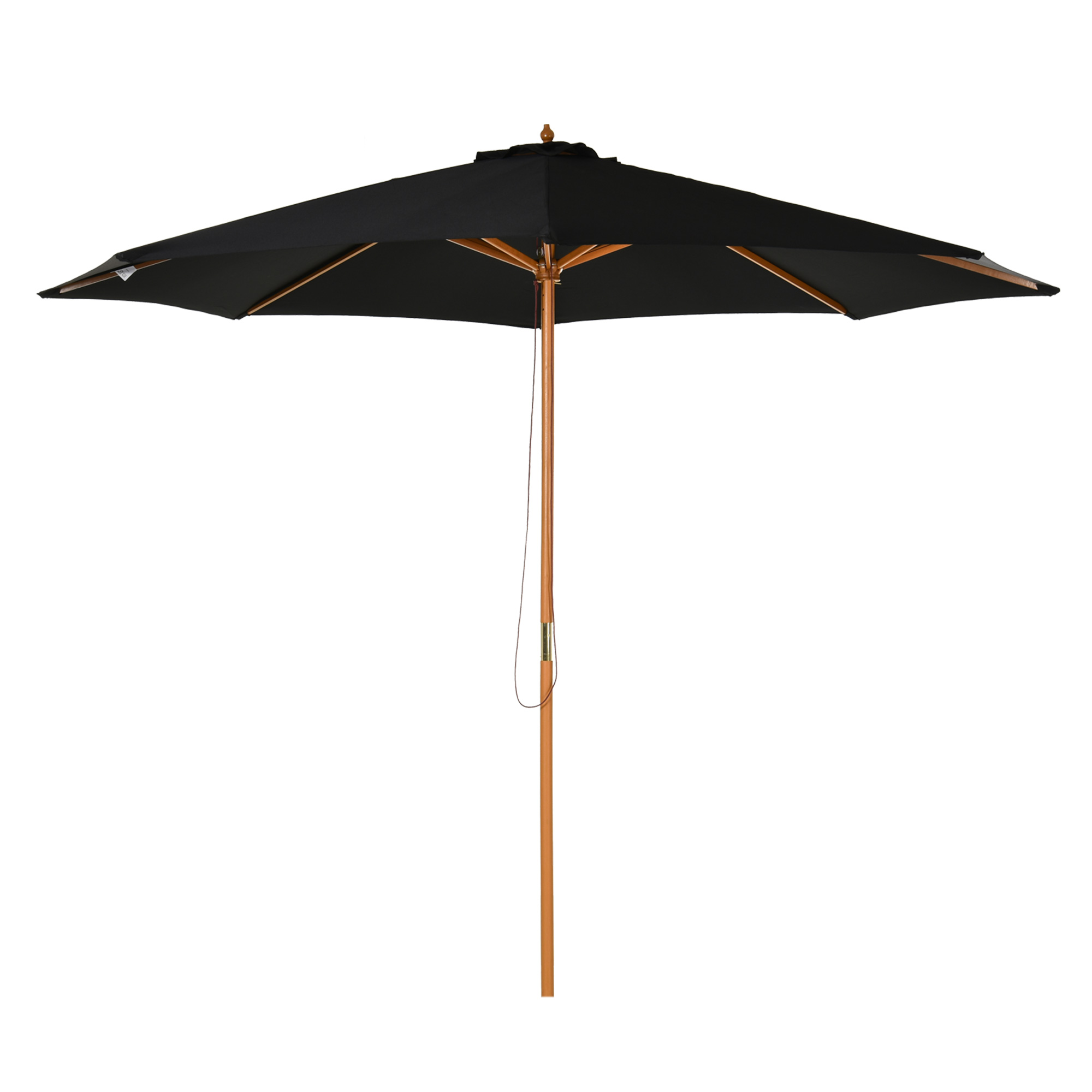 Outsunny Sombrilla Parasol de Jardín Ø300x250 cm con Pestillo de Fijación Techo Ventilado Poste de Madera Desmontable para Patio | Aosom España