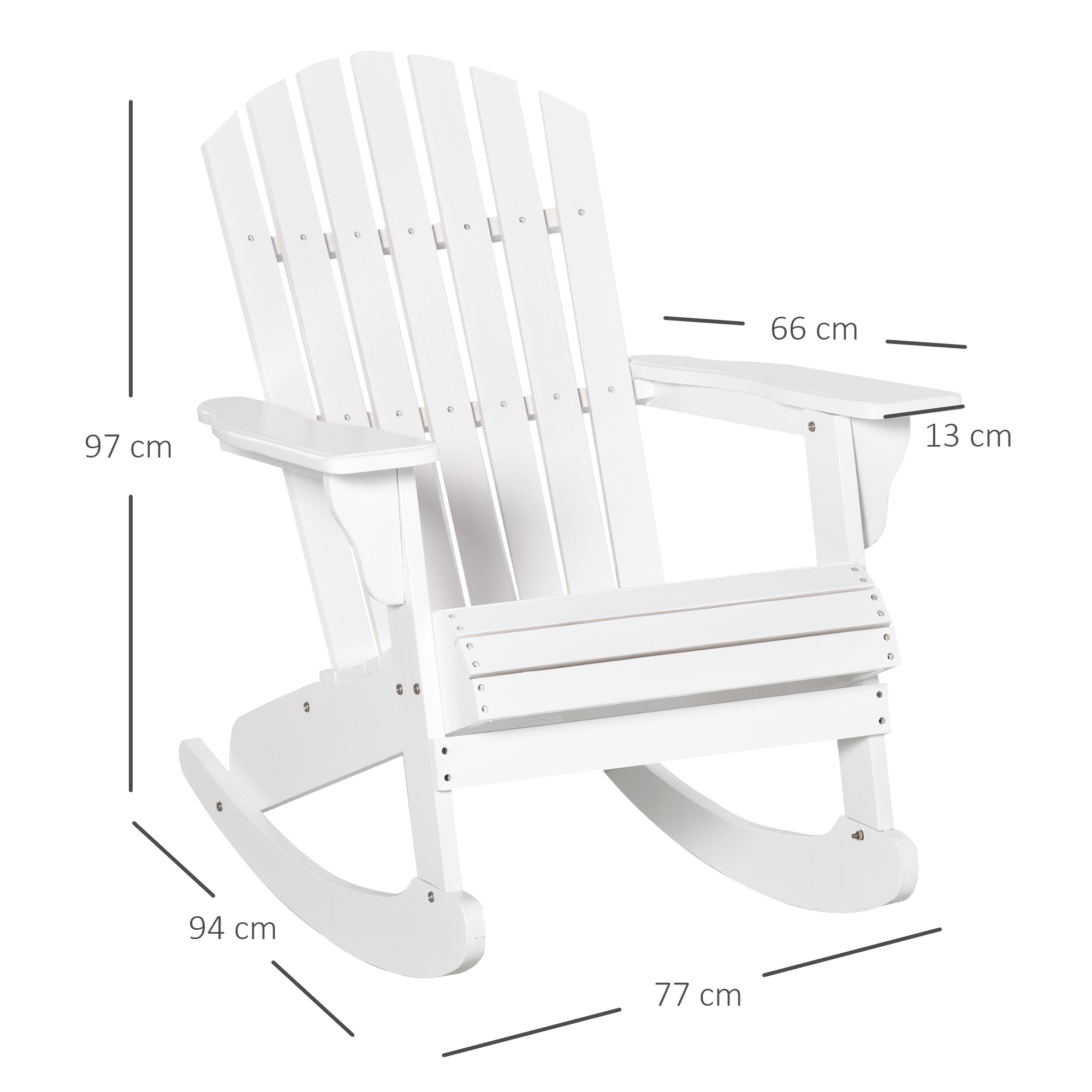 Silla Adirondack Homiuse Con Mesa Auxiliar | Madera Maciza De Abeto Blanca, 69.5x86.5x89.5 Cm, Carga 110 Kg, Resistente Al Clima, Ideal Para Jardín Y Terraza
