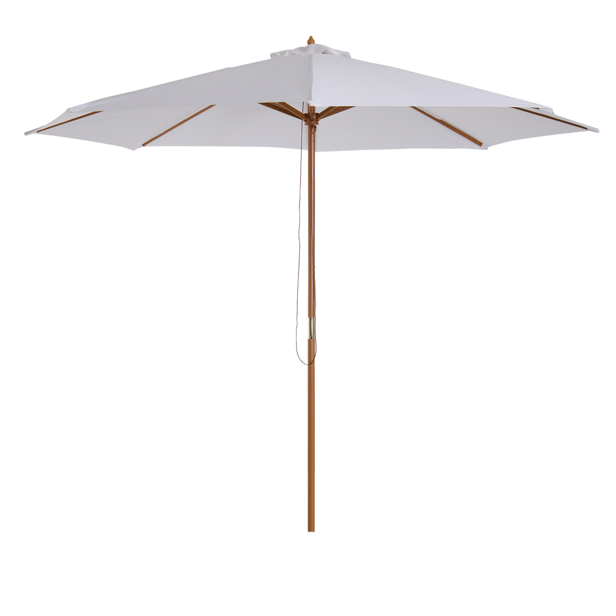 Outsunny Sombrilla Terraza Parasol de Jardín Ø300x250 cm con Sistema de Pestillo de Fijación Poste Desmontable de Madera Blanco | Aosom España