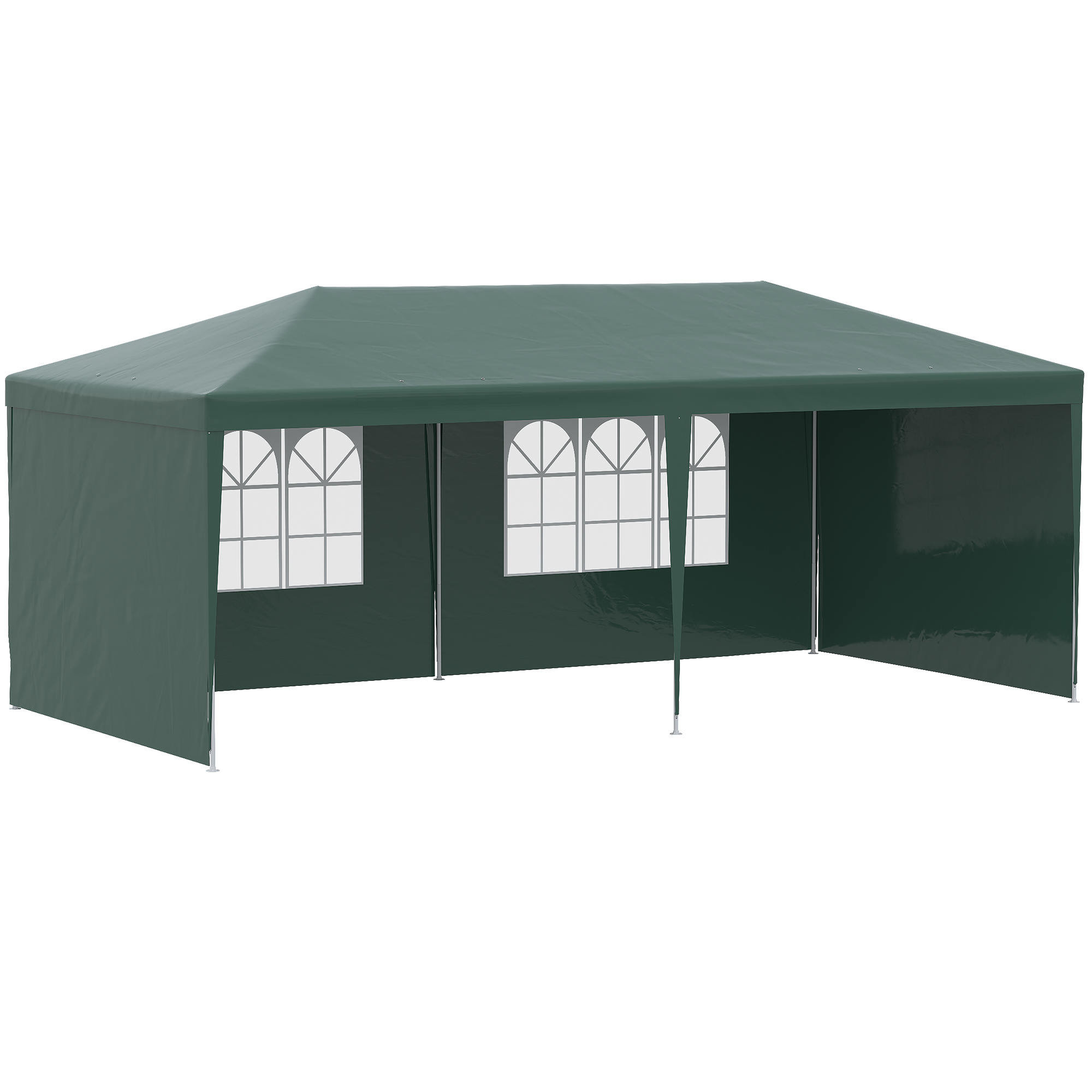 Outsunny Carpa de Jardín 6x3m con 4 Paredes Laterales y 2 Ventanas Visibles Cenador Gazebo de Exterior para Fiestas Eventos Verde   Aosom España