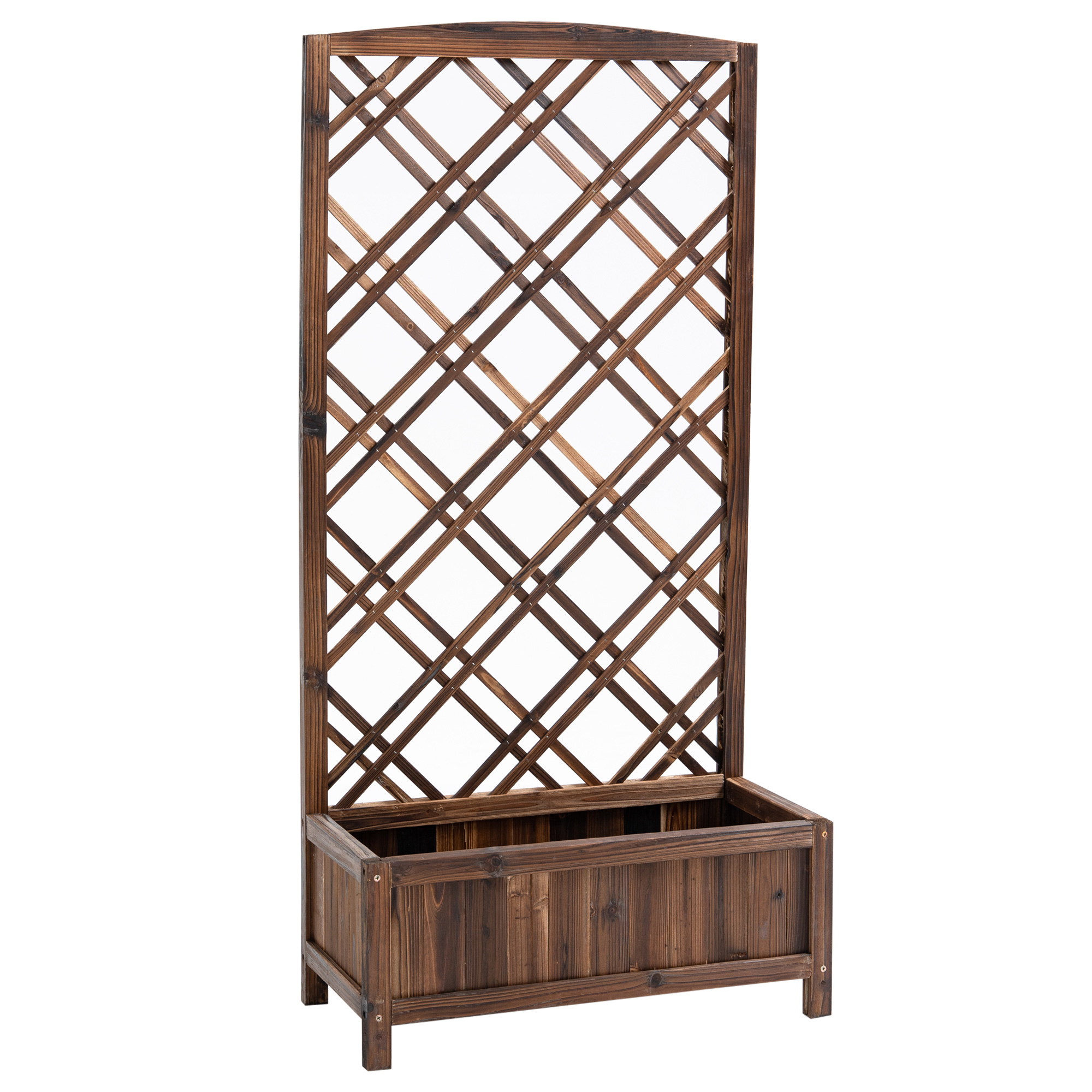 Outsunny Jardinera con Celosía de Madera para Trepadoras Cultivos Plantas en Terraza Jardín Balcón 60x30x122,5 cm Marrón | Aosom España