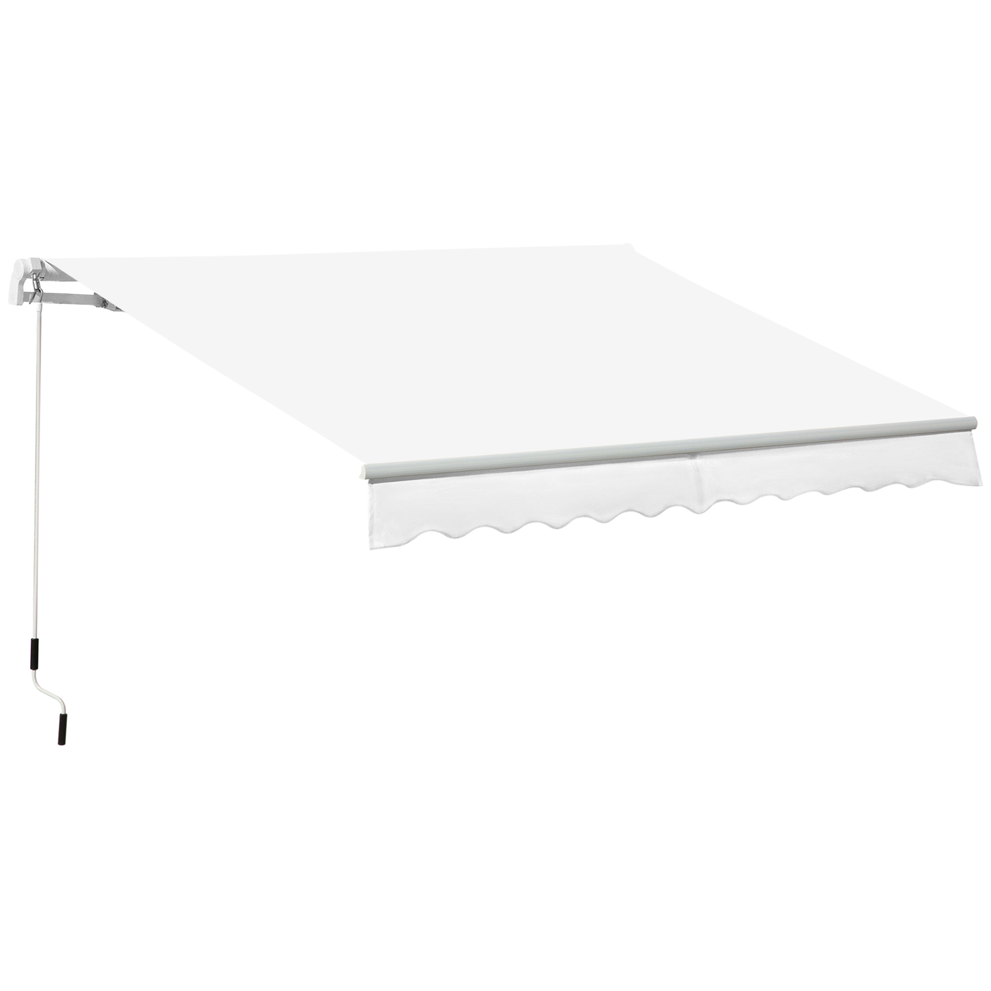 Outsunny® Toldo Manual Plegable de Aluminio Toldo Balcón Patio Terraza con Manivela Impermeable Protección Solar UV 3.5x2.5m Blanco | Aosom España