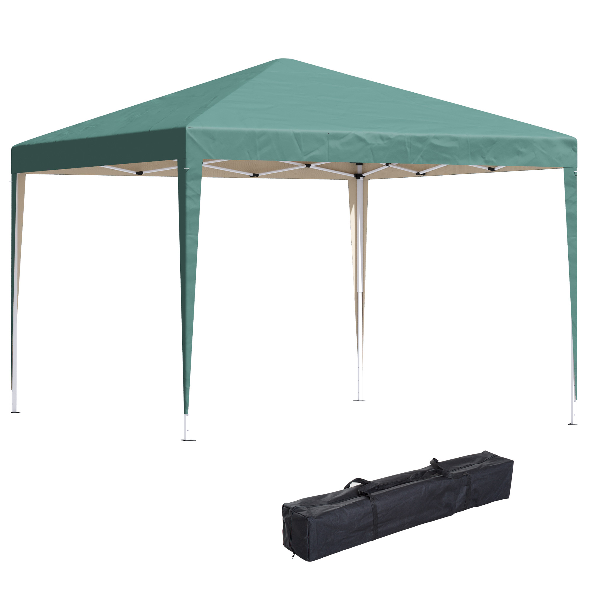 Outsunny Carpa Plegable 3x3 m con Bolsa de Transporte Altura Ajustable Anti-UV e Impermeable para Terraza Patio Playa Verde | Aosom España