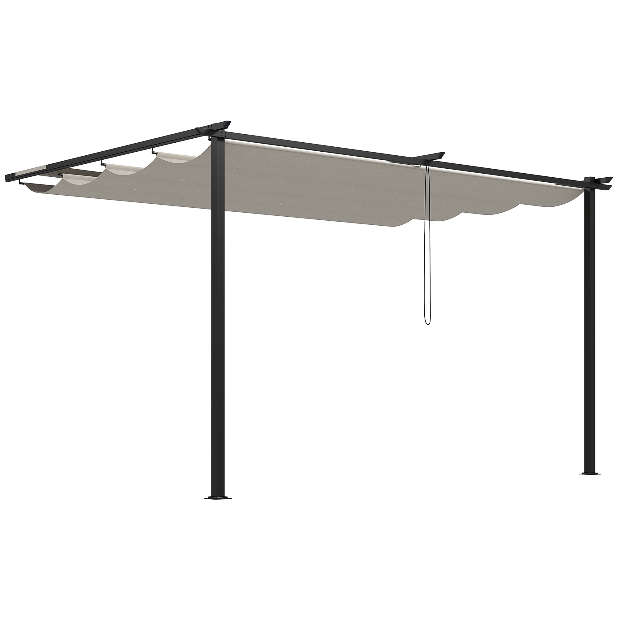 Outsunny Pérgola de Pared para Exterior con Techo Retráctil para Patio Terraza Jardín 390x290x220 cm Crema | Aosom España