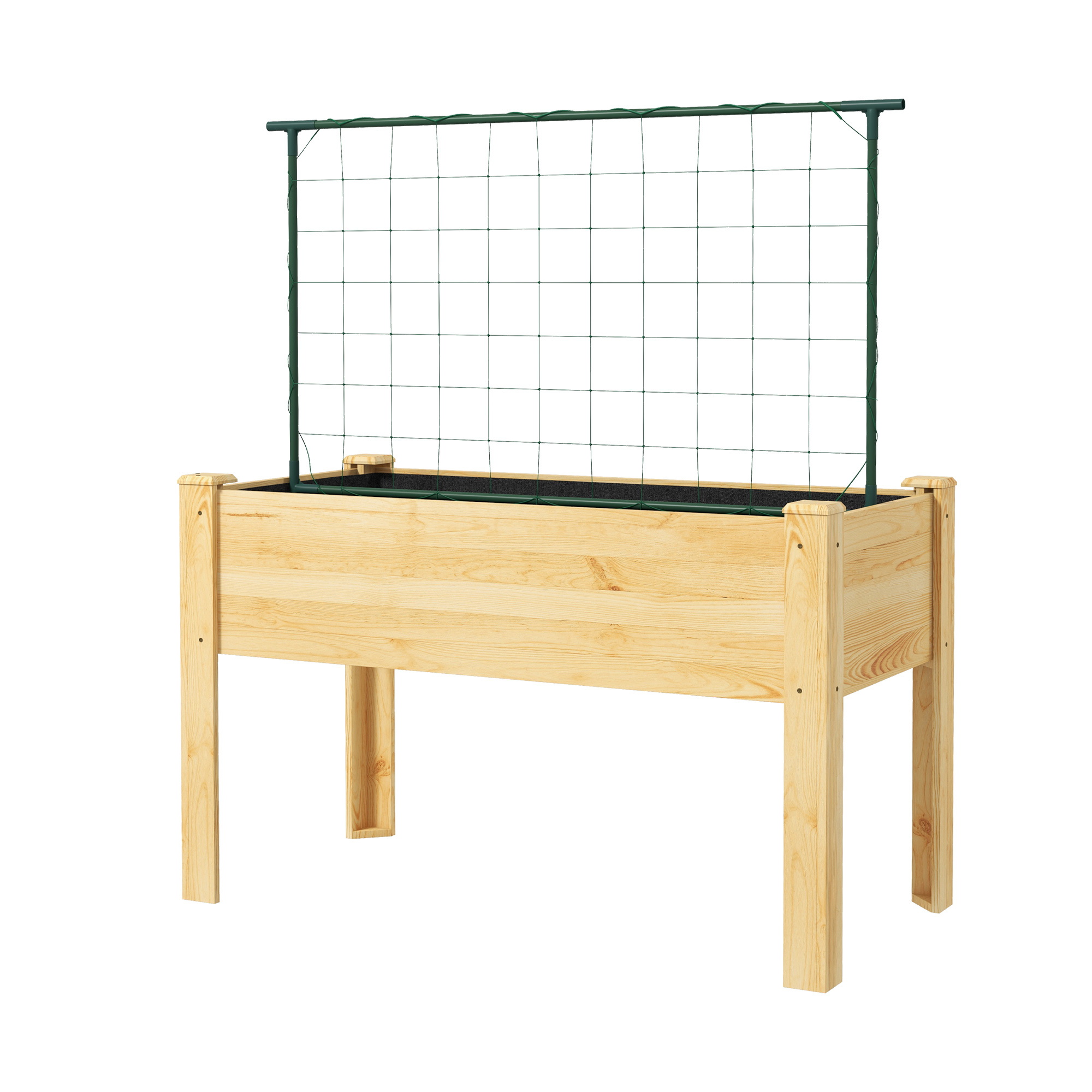 Outsunny Huerto Urbano Mesa de Cultivo Jardinera con Enrejado para Verduras Plantas Flores 120x60x75 cm Madera Natural | Aosom España