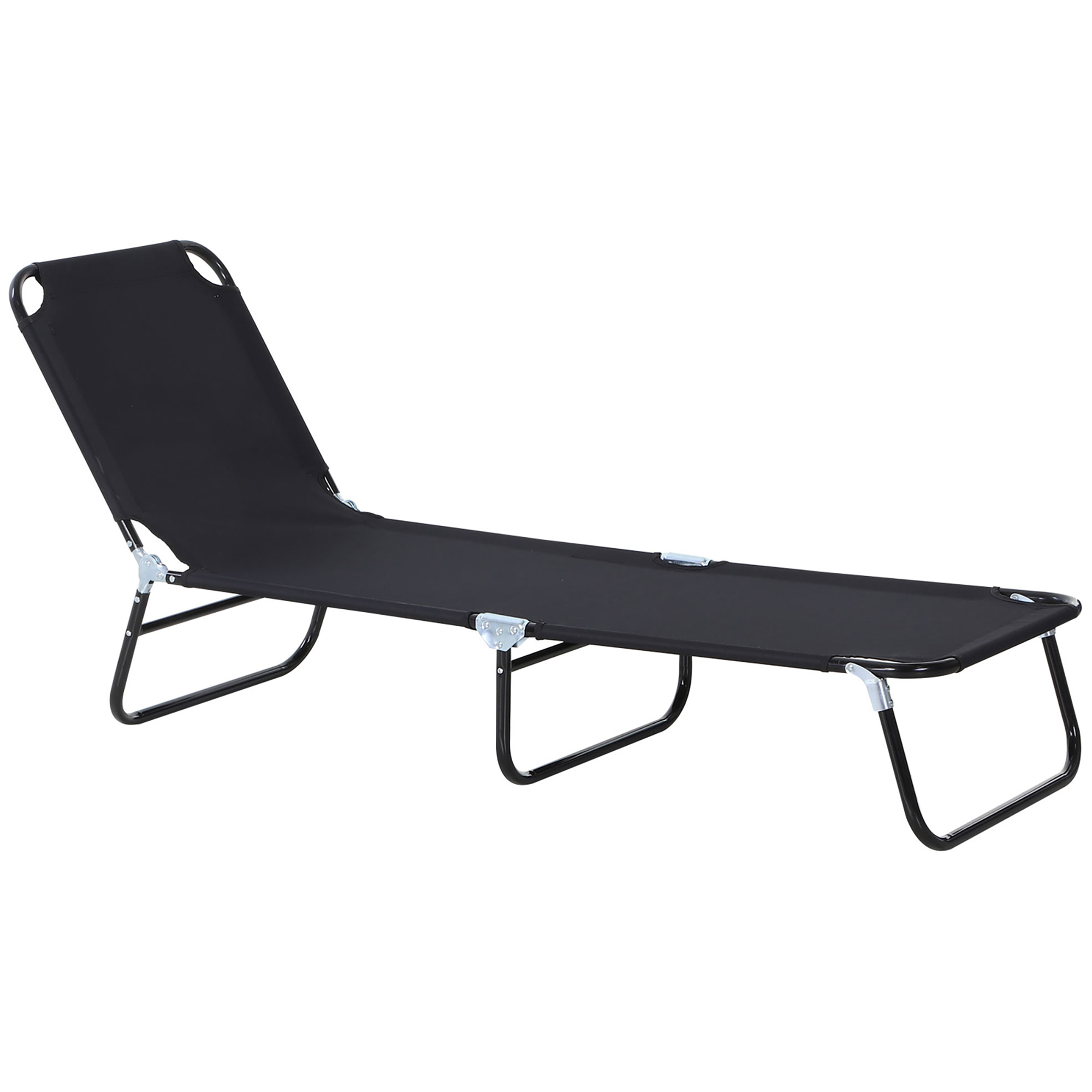 Outsunny Tumbona Plegable Reclinable Ajustable 3 posiciones para Jardín Exterior Terraza Camping Carga 120 kg 190x56x28 cm Negro   Aosom España