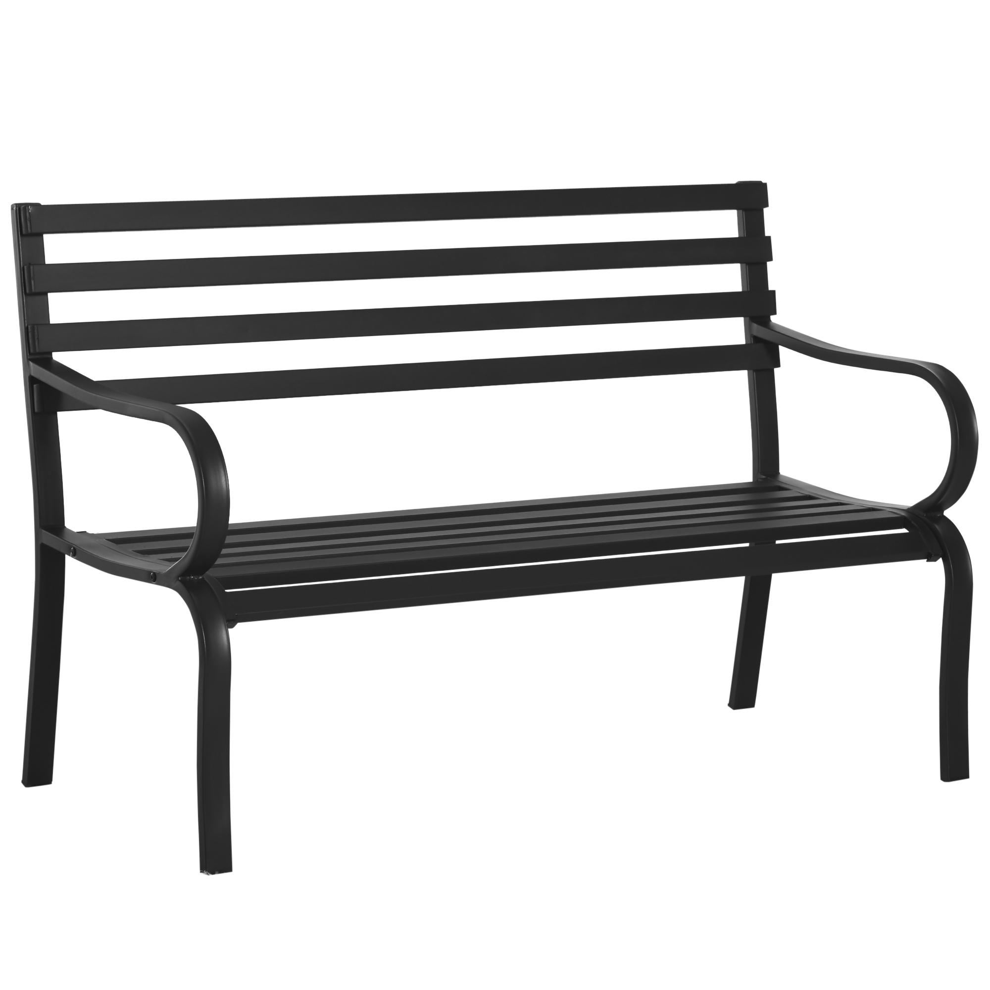 Outsunny Banco de Exterior de Metal de 2 Plazas con Reposabrazos Carga 240 kg para Patio Terraza 127x58x82 cm Negro   Aosom España