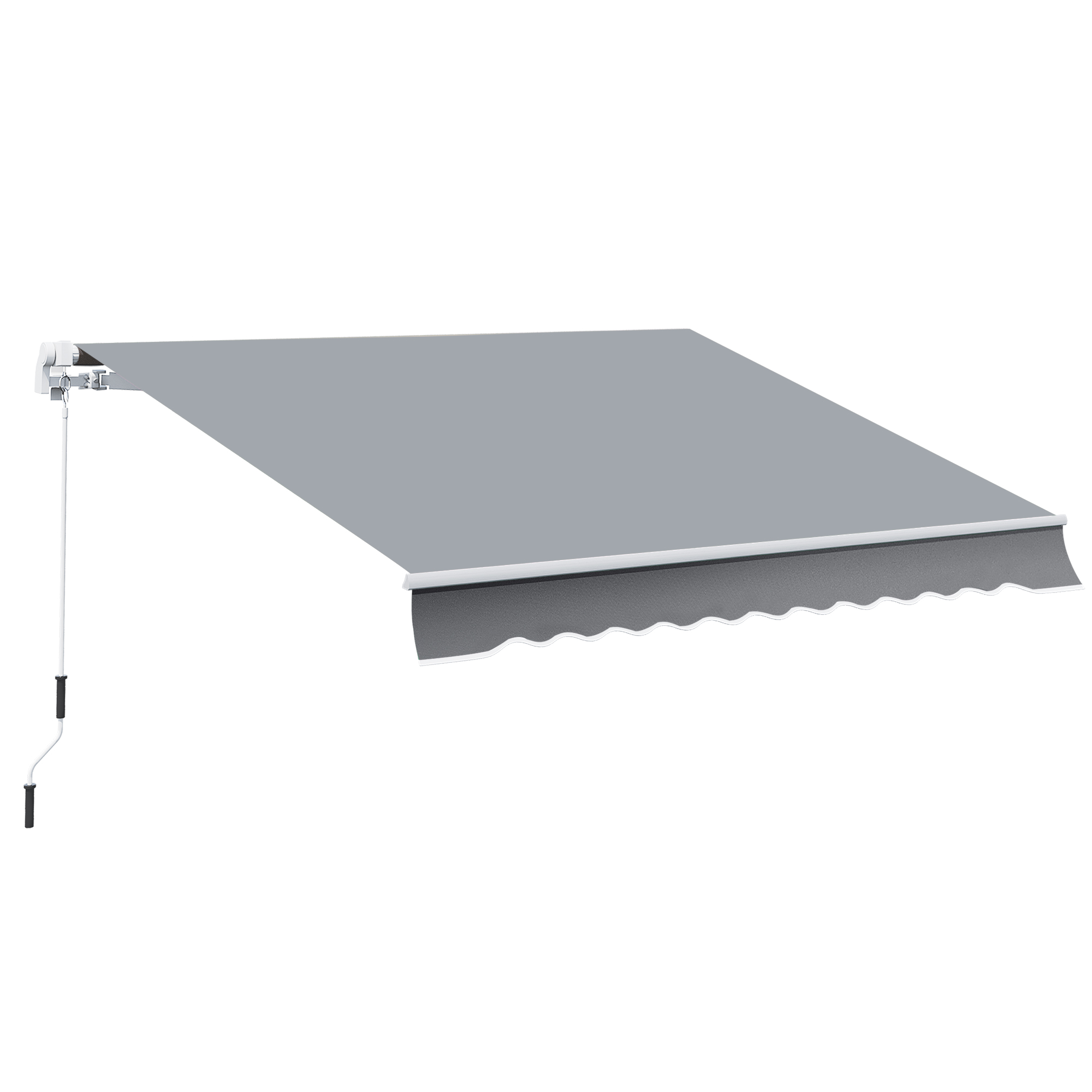 Outsunny Toldo Manual Retráctil Plegable 295x245 cm con Manivela Enrollable Aluminio Protección Solar para Ventanas Puertas Balcón Gris | Aosom España