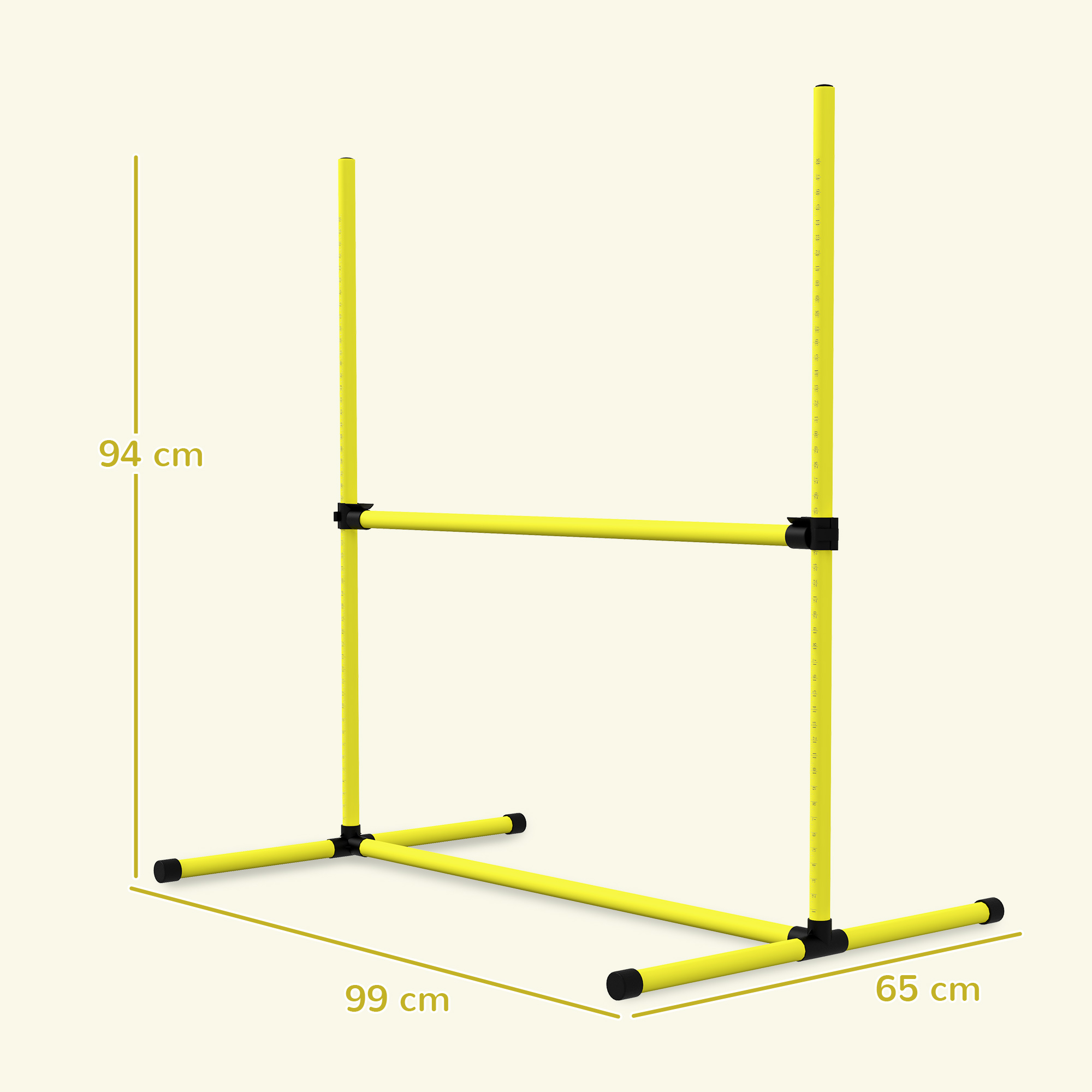 PawHut 4 Pieces Dog Agility Training Equipment, Adjustable Height Jumps Hurdle with Carrying Bag for Outdoor, Yellow 3