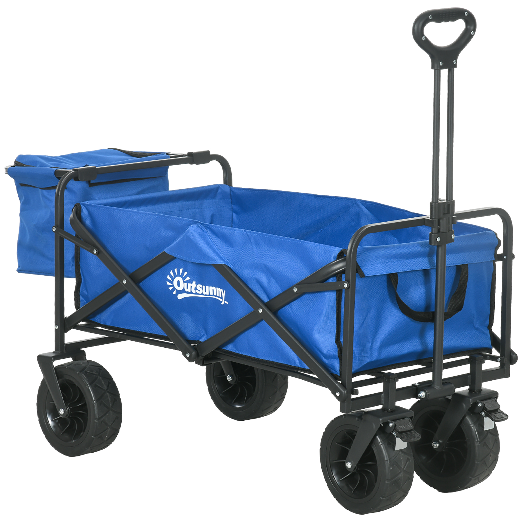 Outsunny Carro Plegable con Bolsa Térmica Desmontable Mango Ajustable Bolsa de Transporte para Excursiones Carga 100 kg Azul   Aosom España