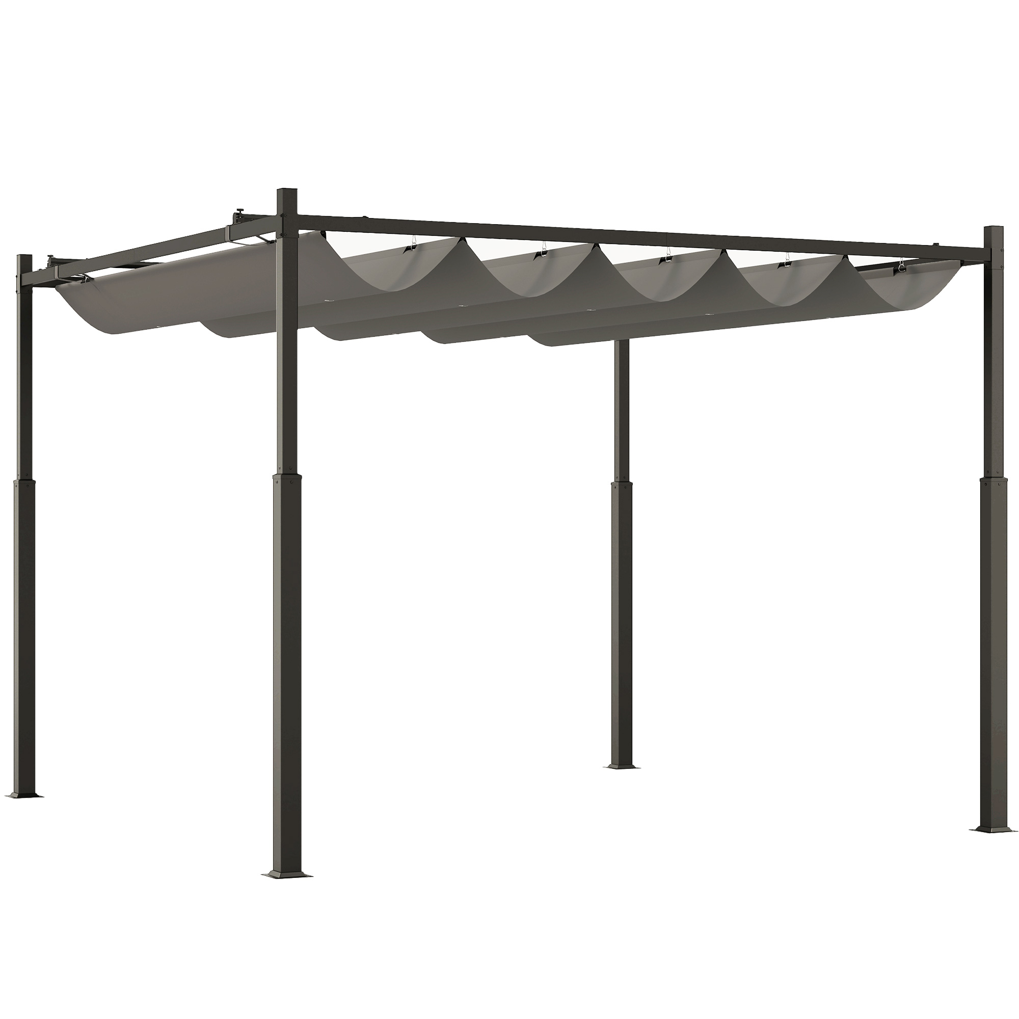 Product photograph of Outsunny 3 X 3 M Garden Pergola With Retractable Roof And Magnetic Fixture Outdoor Pergola Kit Sun Shade Canopy Upf30 80mm Metal Column Grey from Aosom UK