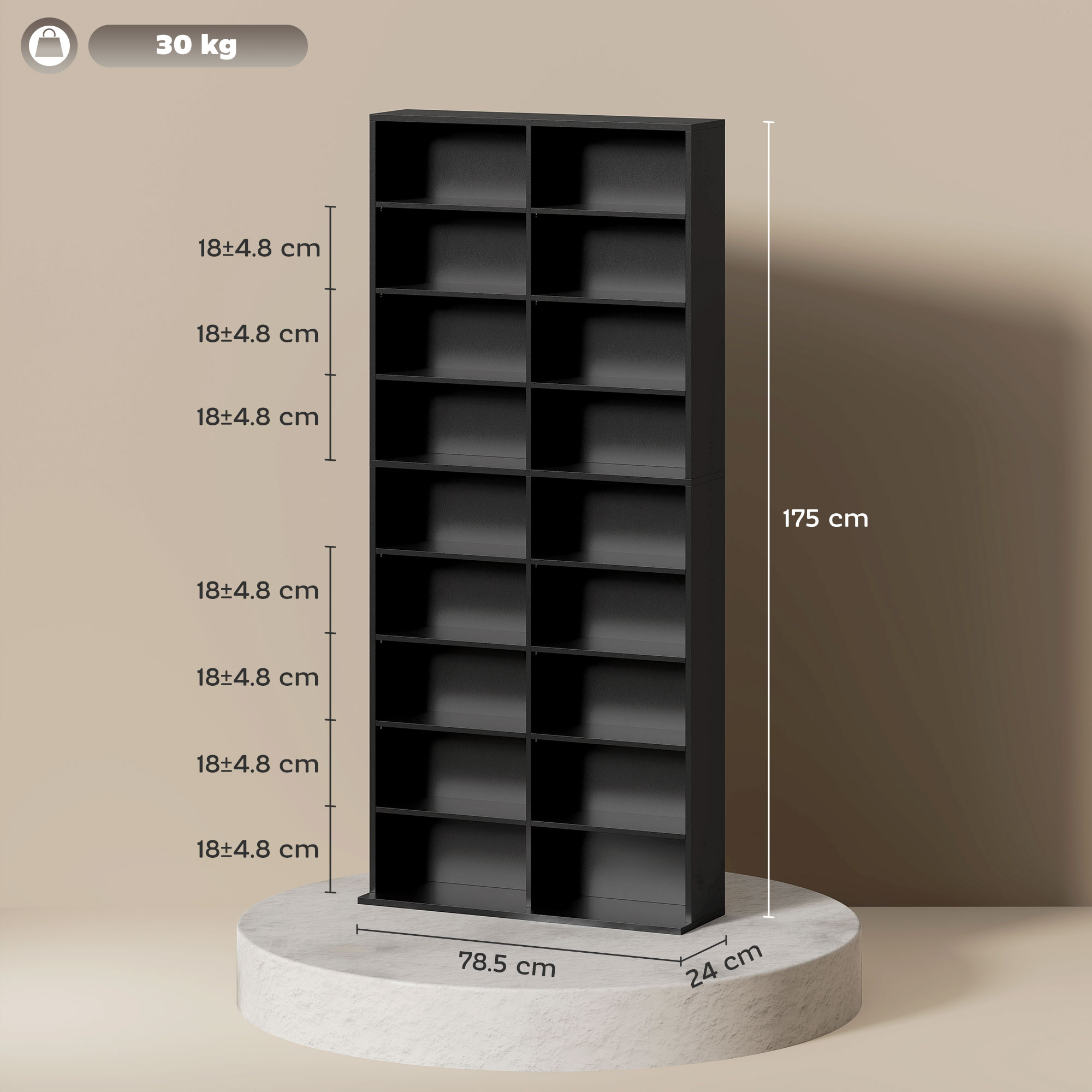 HOMCOM 640 CD Storage Tower Black 3