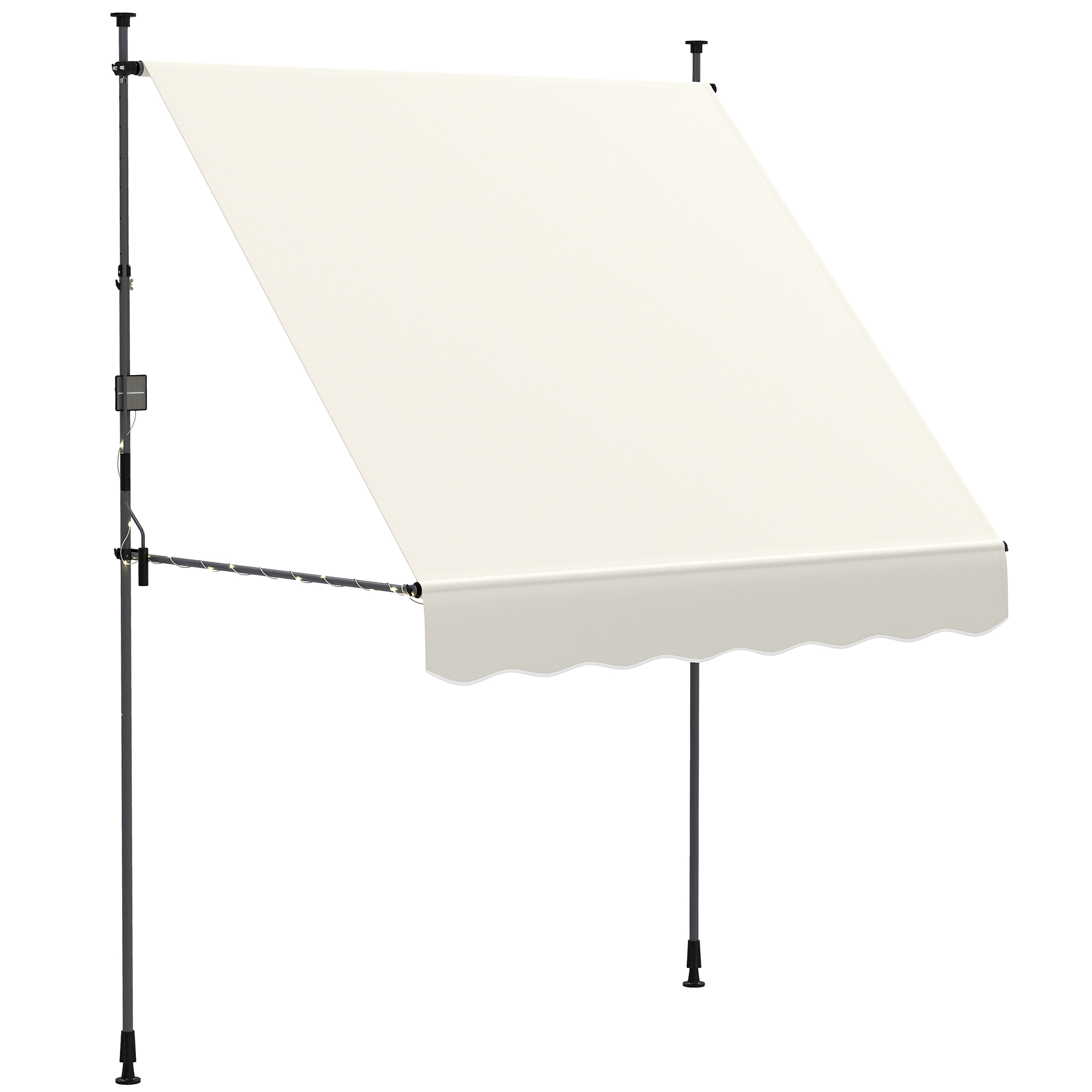 Outsunny Toldo Manual Retráctil 200x120x210-310 cm para Balcón y Terraza con Altura Ajustable con Manivela Crema