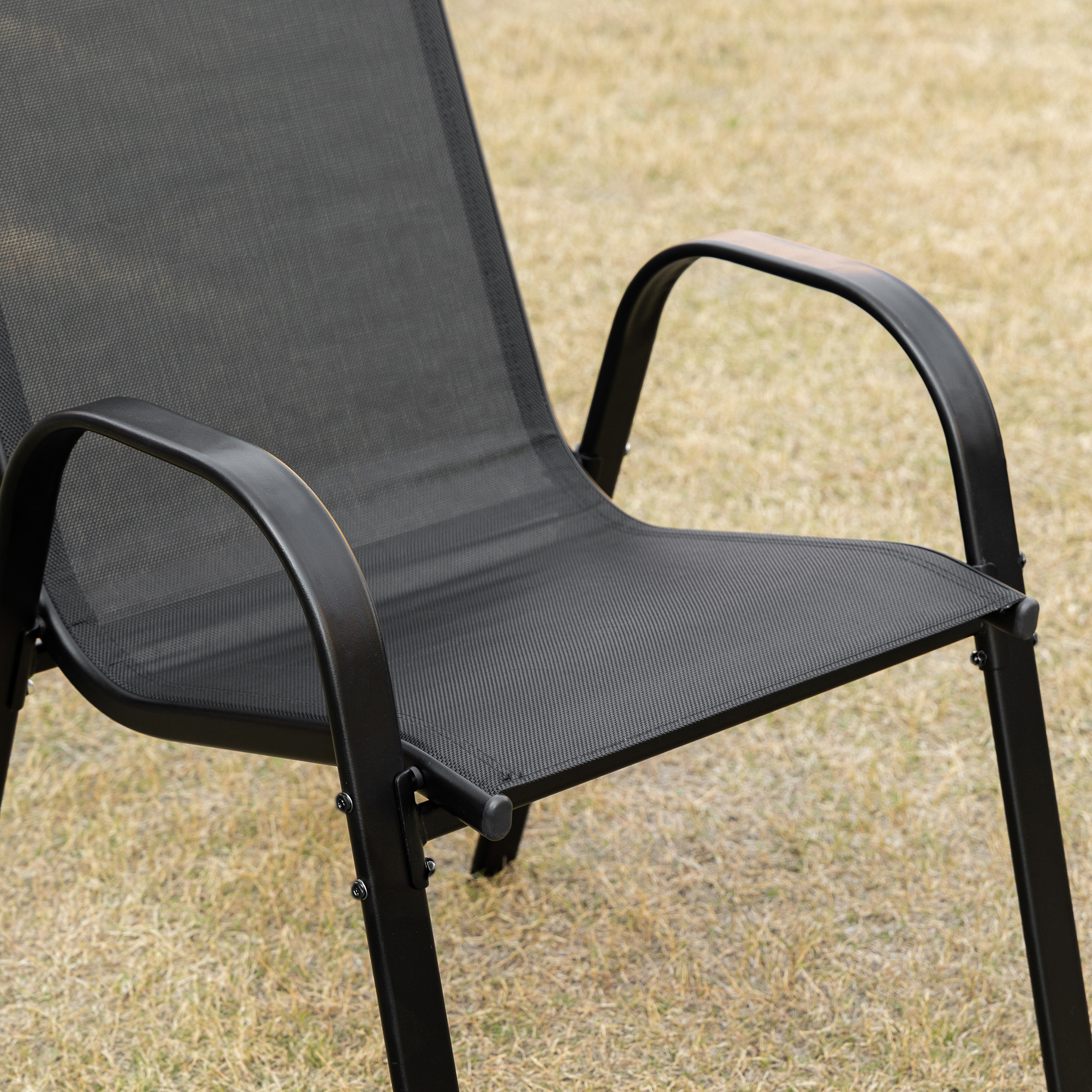 Outsunny Gartenstühle, 2 Stück – Stapelbar, Mit Netzgewebe & Aluminium-Rahmen