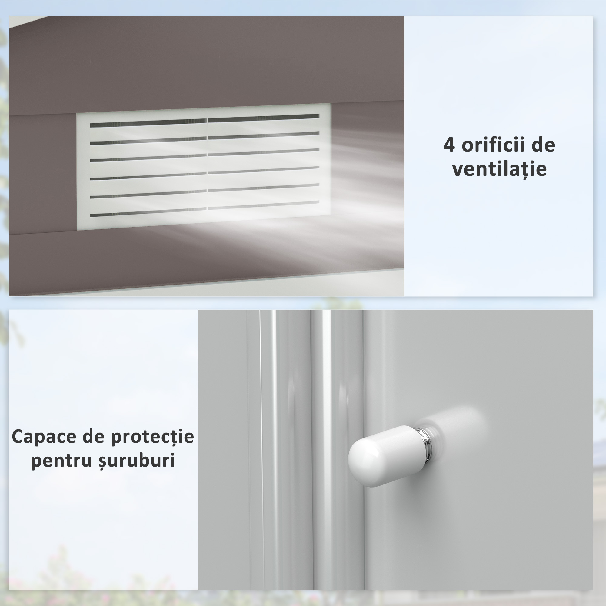  Magazie Gradina Metal cu Usi Glisante pentru Familie, 213x130x185 cm, Gri [7]