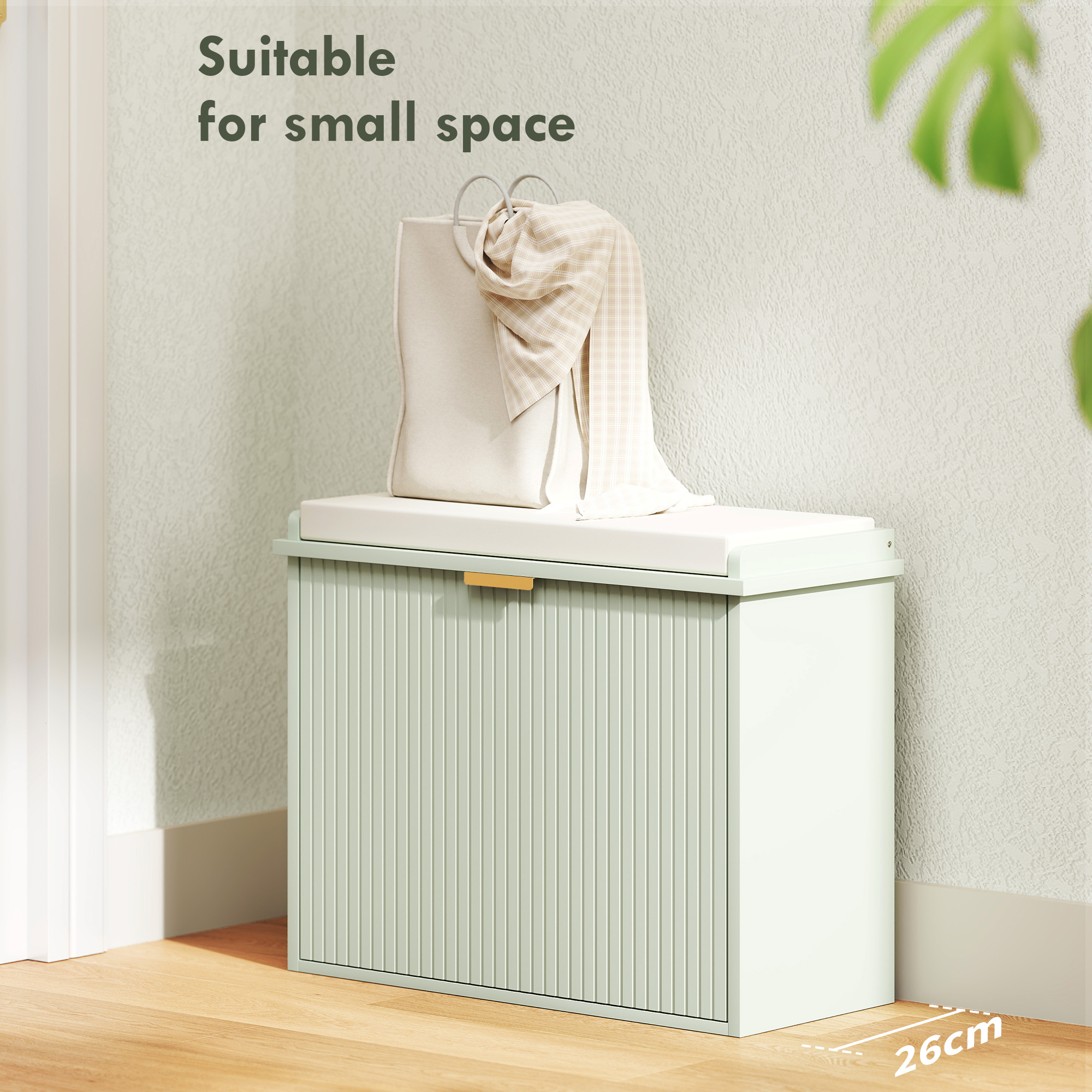 HOMCOM Elegant Six Shoe Bench, with Top Seat Green 4