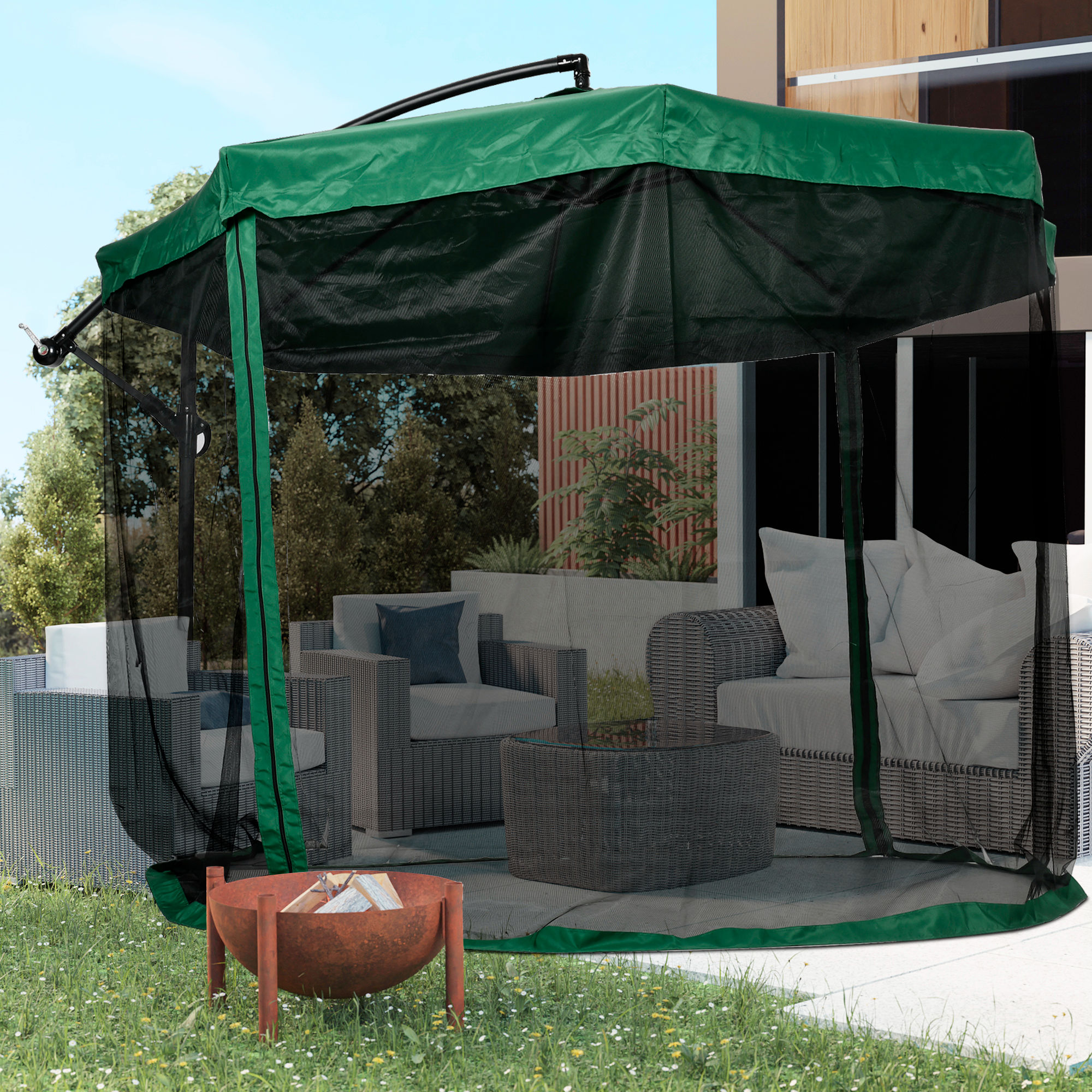 Dellyy Zanzariera Per Ombrellone Da Giardino - 2,3 X 3m - Protezione Da Insetti Per Gazebo E Terrazzo