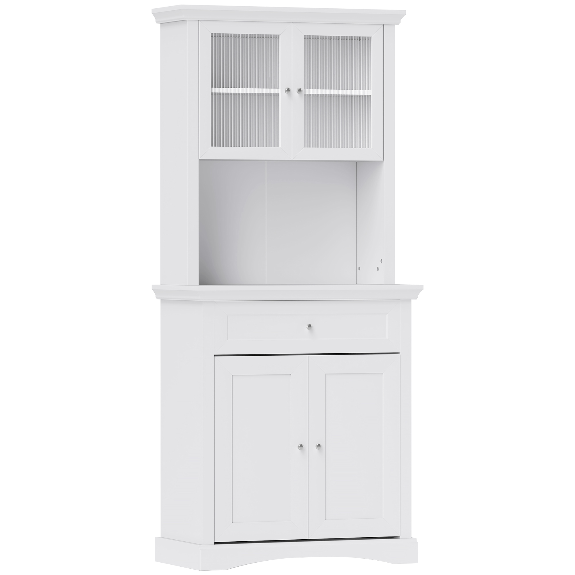 HOMCOM Alacena de Cocina con 1 Cajón 4 Puertas y Estantes Ajustables Carga 50 kg Mueble de Cocina 79x40x180 cm Blanco