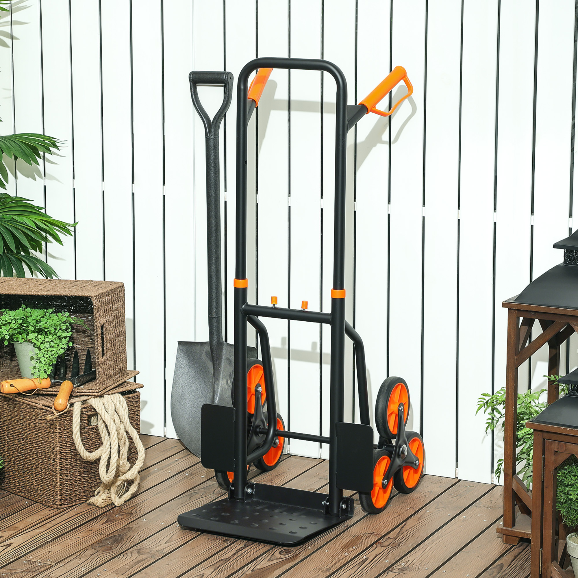 DURHAND Six-Wheel Folding  Sack Barrow Trolley - Black/Green