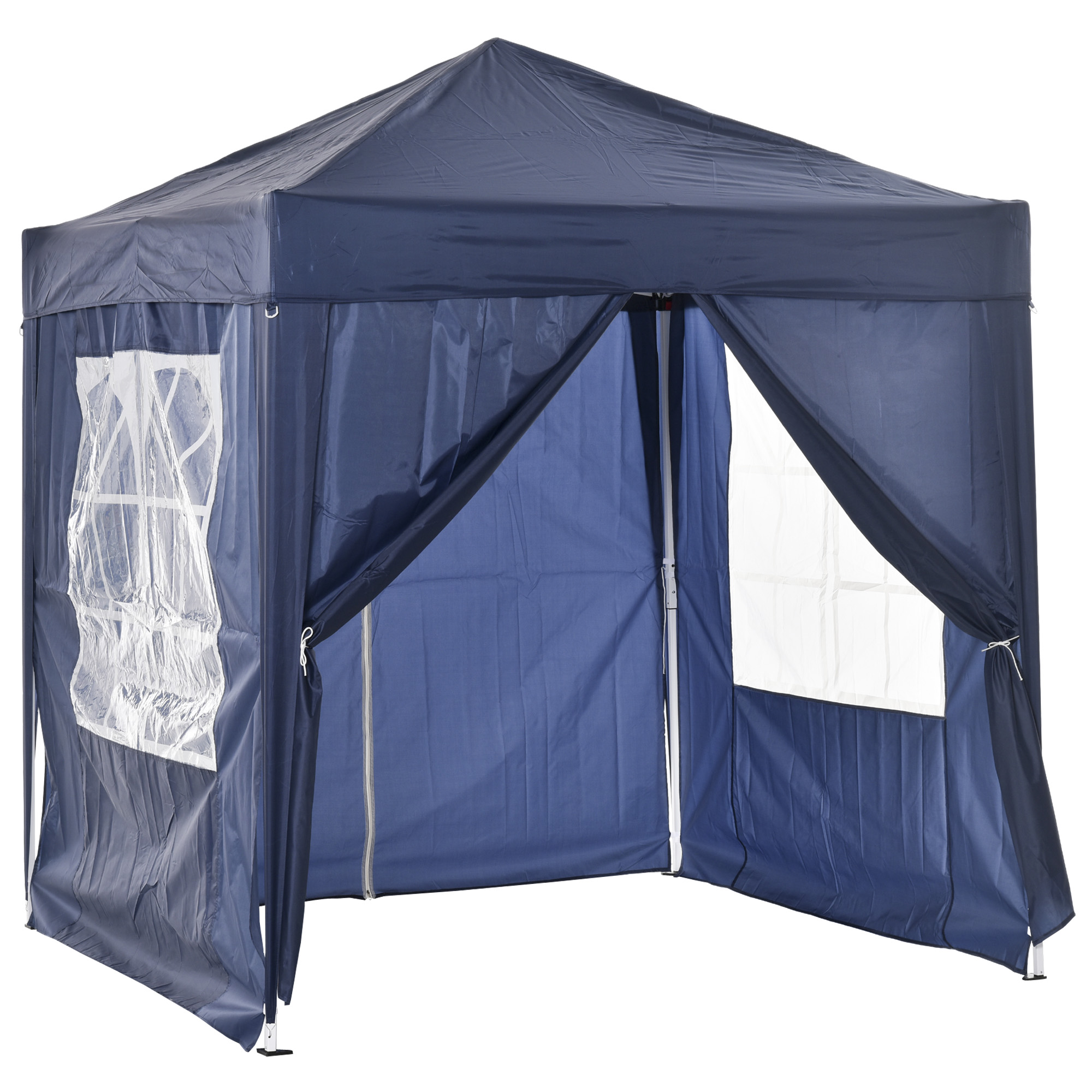 Outsunny Pop-Up Pavillon 2x2 M – Mit 2 Abnehmbaren Wänden & Fenstern, Wasserabweisend – Inkl. Tragetasche