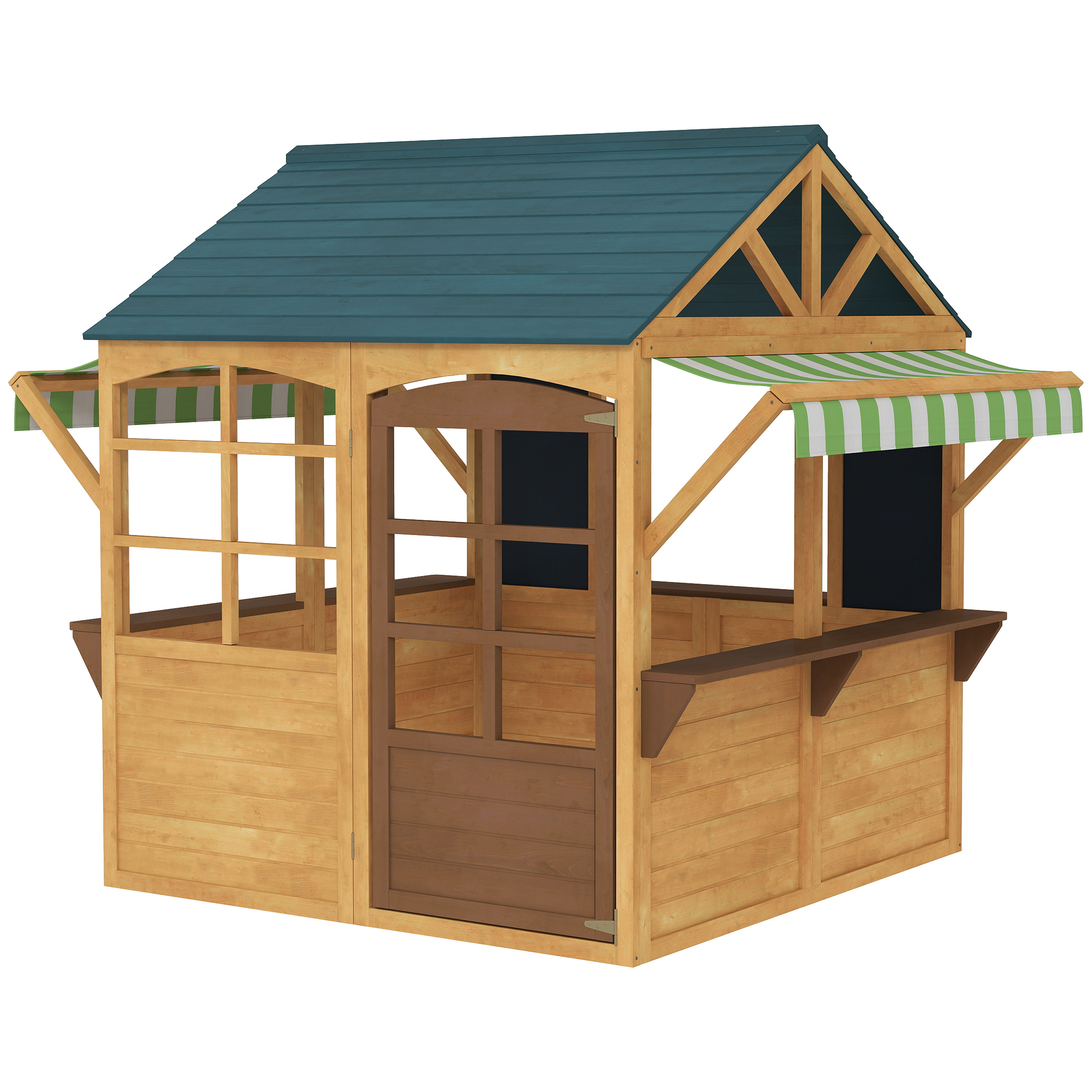 AIYAPLAY Cabane enfant extérieur pliable avec porte, fenêtres, stations de service, capes de pluie, tableaux noirs, jaune