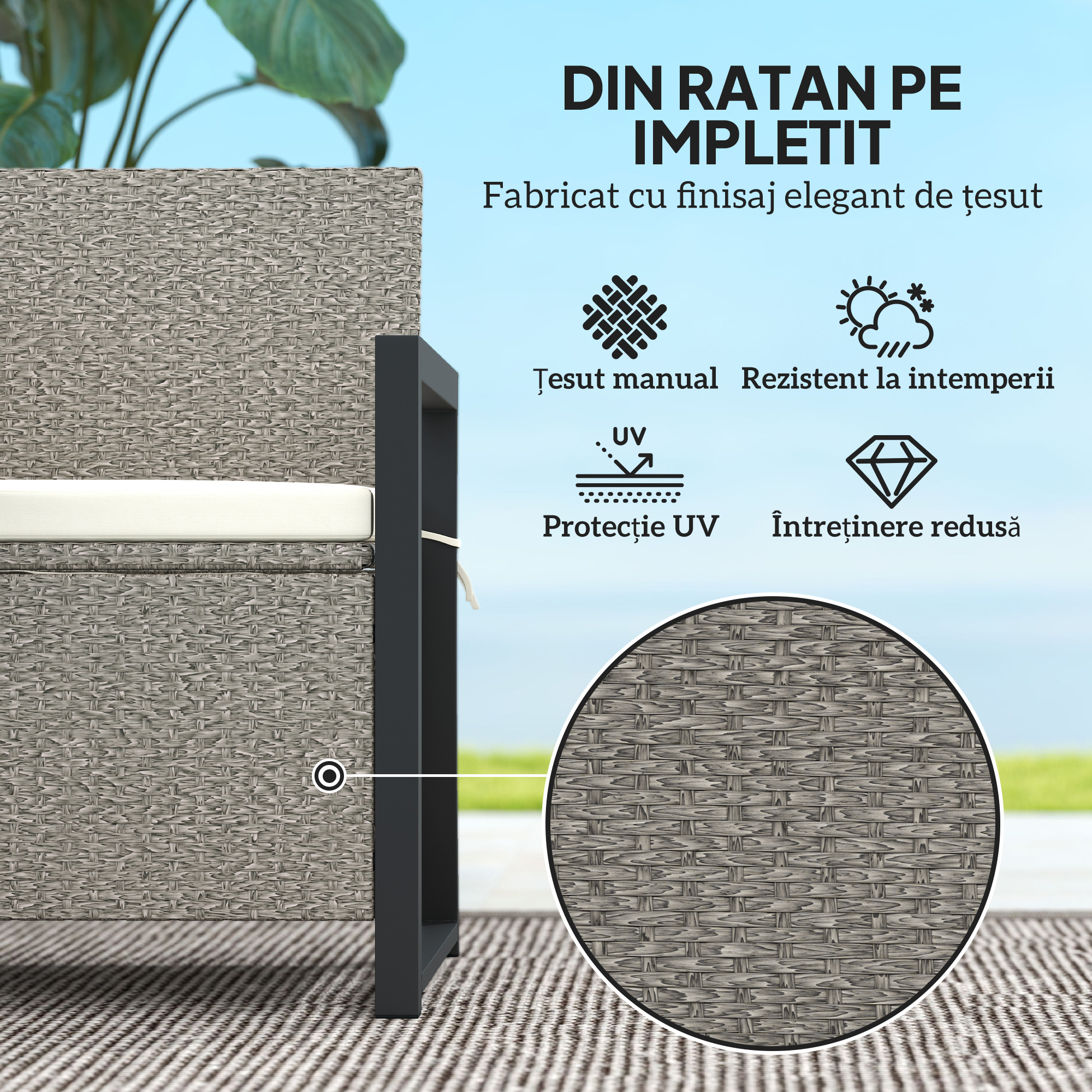  Banca de Gradina cu Spatiu de Depozitare, 117x60x86 cm, Alb Crem [5]