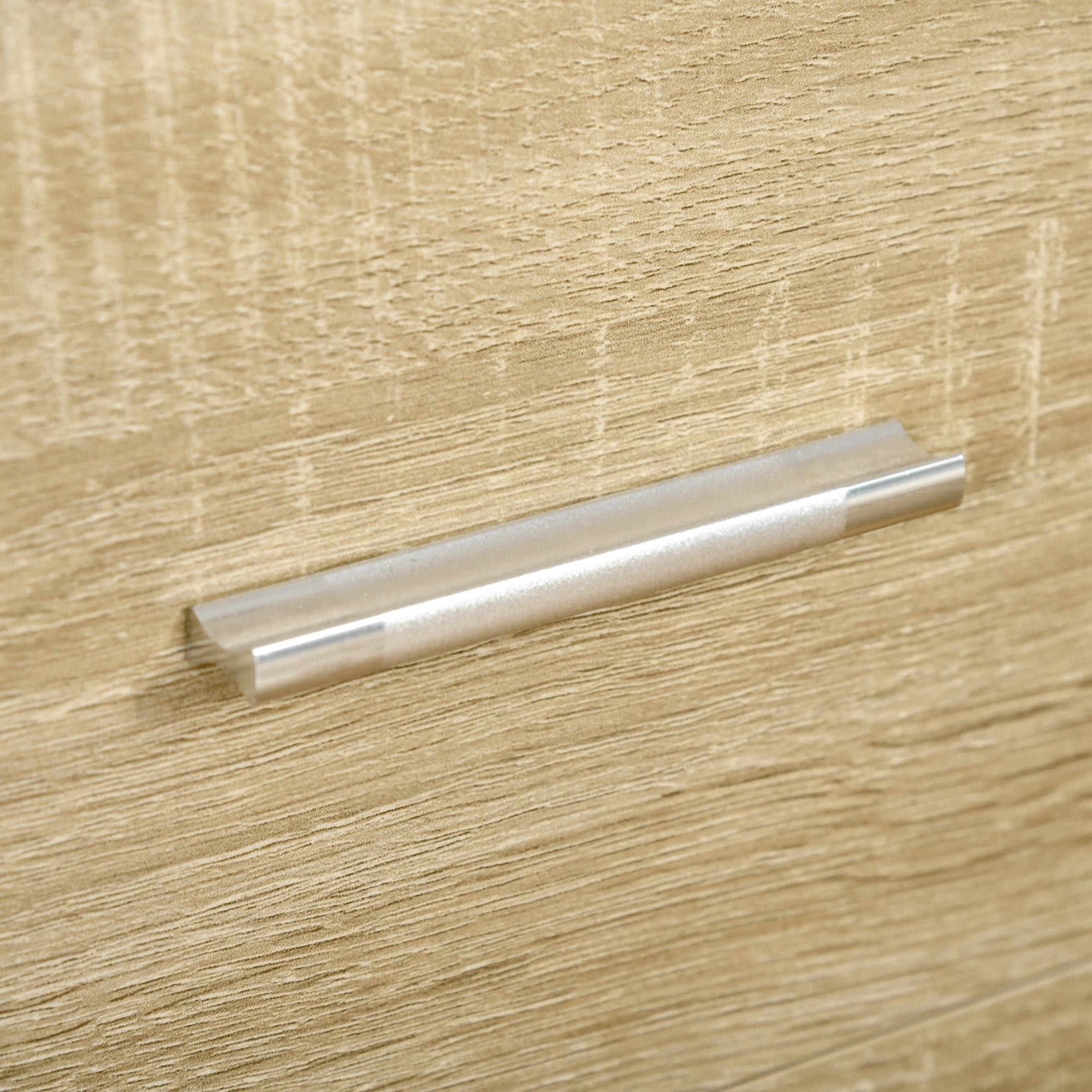  Comoda cu 4 Sertare, Manere din Aluminiu si Structura din Lemn, 76x35x72cm, Alb si Stejar [8]