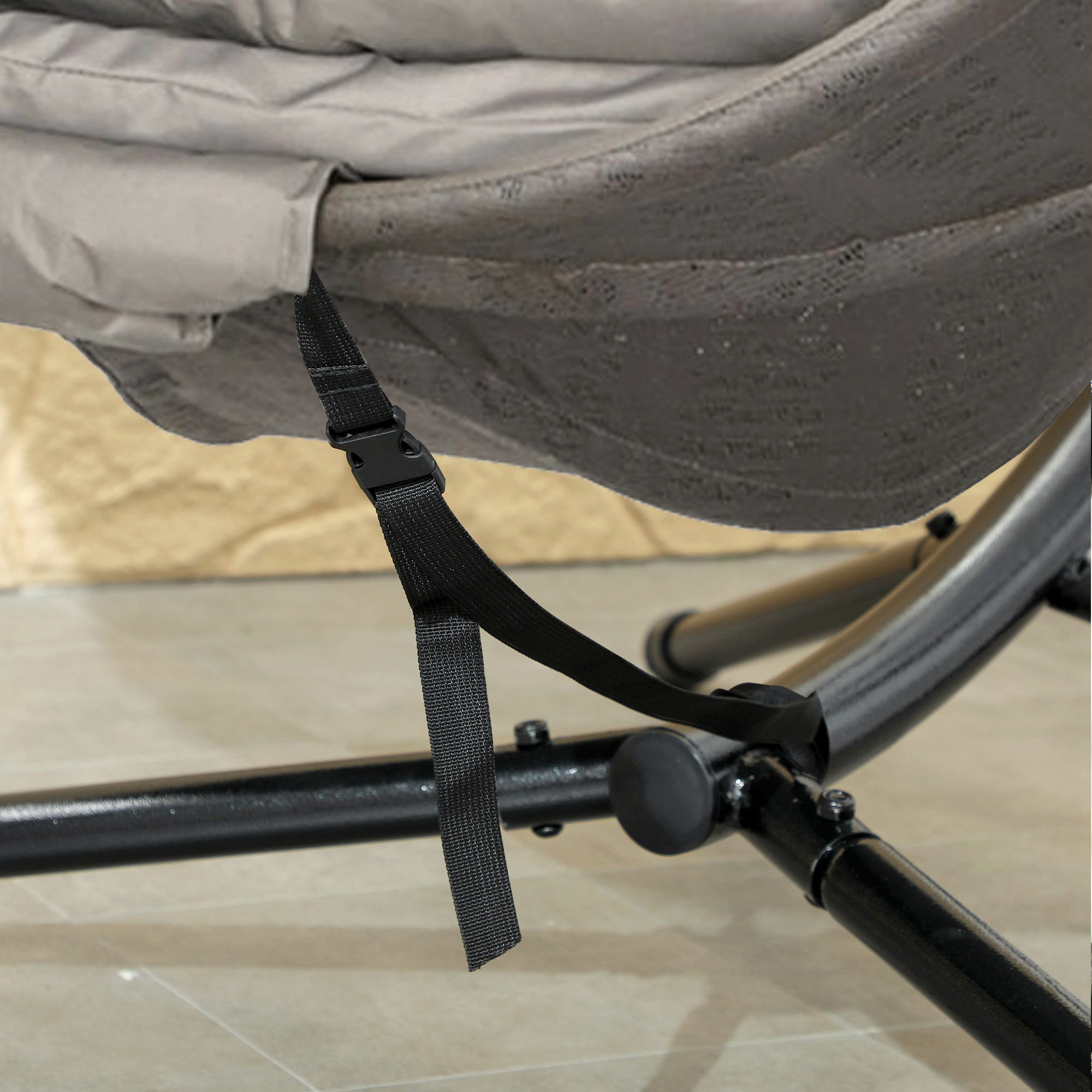 Outsunny Round Egg Basket Chair, with Steel Stand, Sand 9