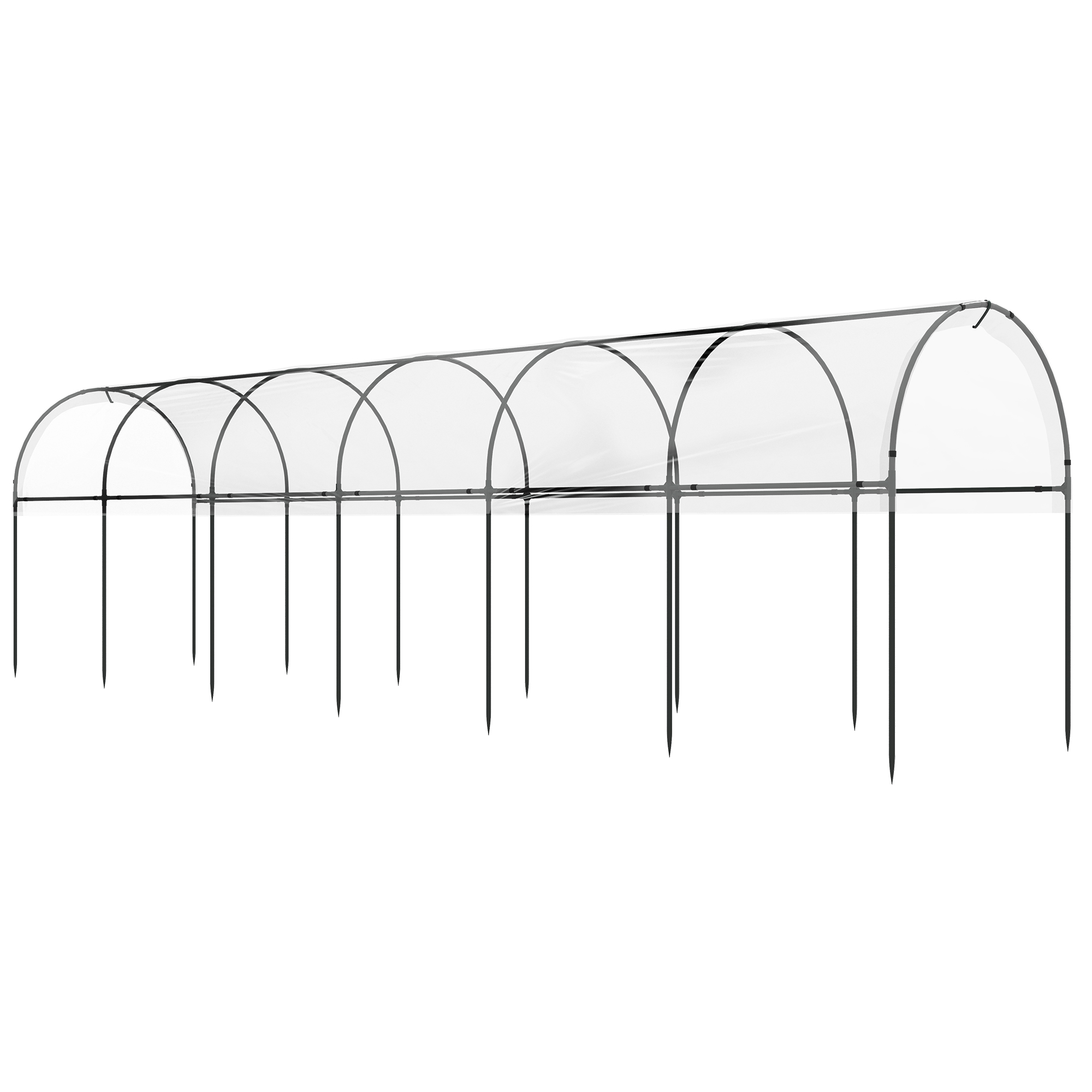 Outsunny Invernadero de jardín para tomates 7 arcos de acero cubierta de plástico 6x1,23x1,71 m Verde | Aosom España